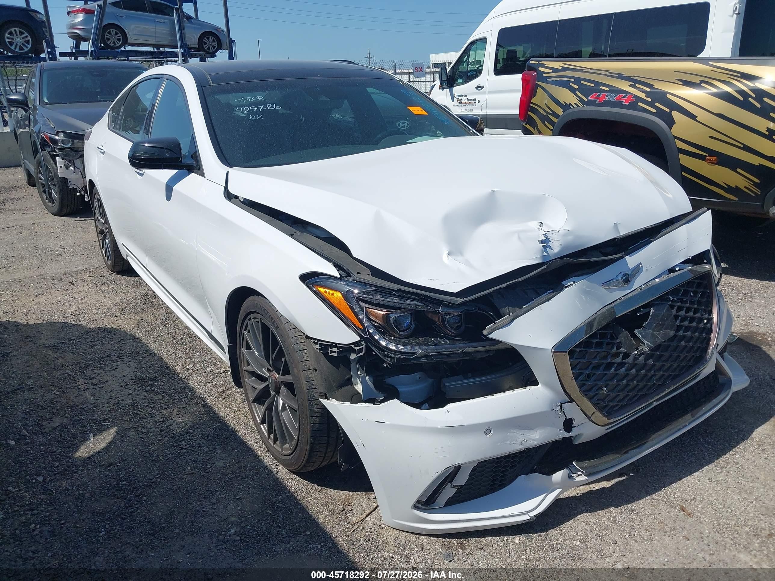 2018 Genesis G80 VIN KMHGN4JB2JU245072 IAAI salvage auction — Front End, Salvage (Tennessee), sold $2,650 on 2026-09-12 (photo 1)