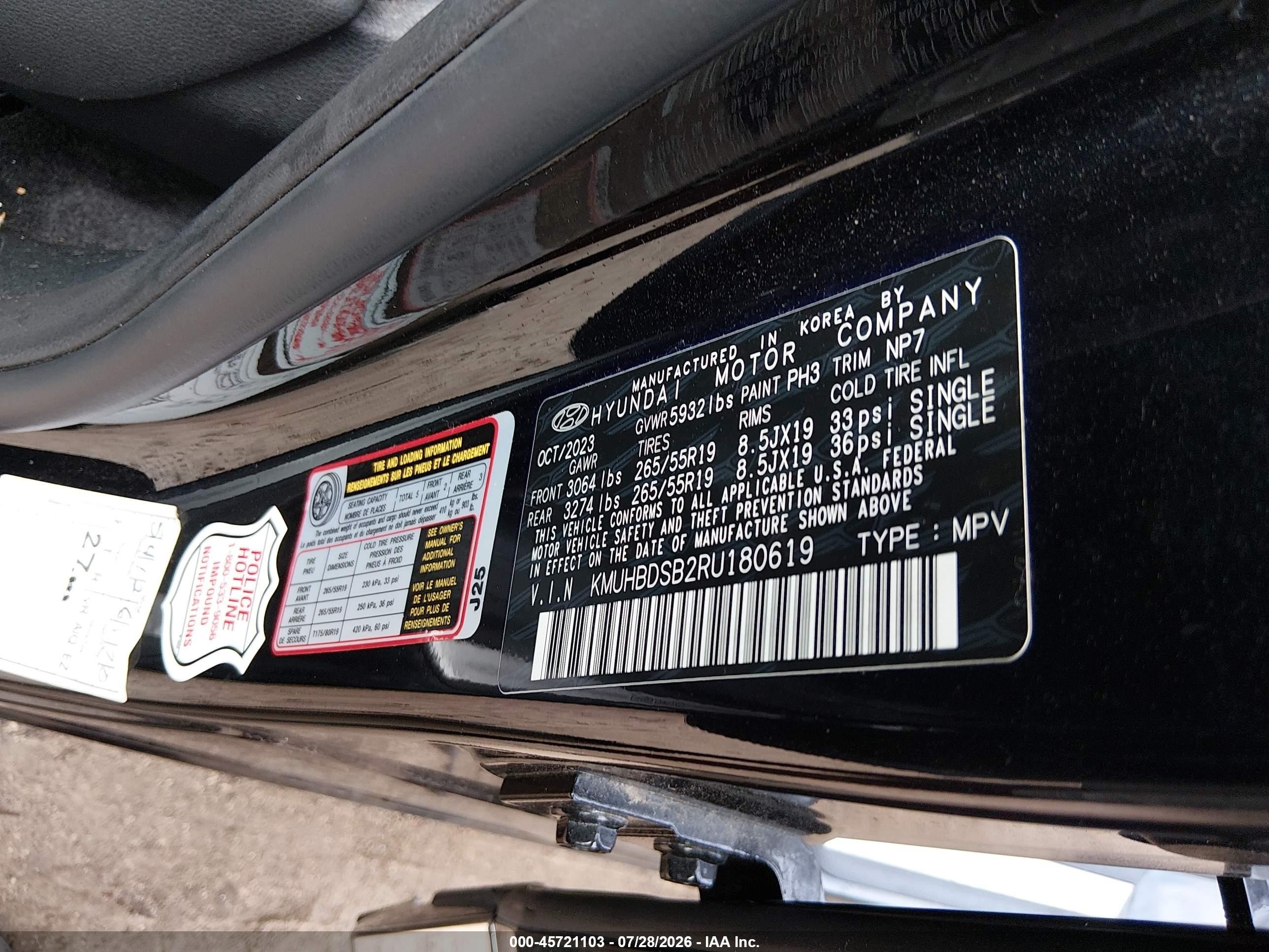 2024 Genesis Gv80 VIN KMUHBDSB2RU180619 IAAI salvage auction — Theft, Salvage (Illinois), sold $13,200 on 2026-09-11 (photo 9)
