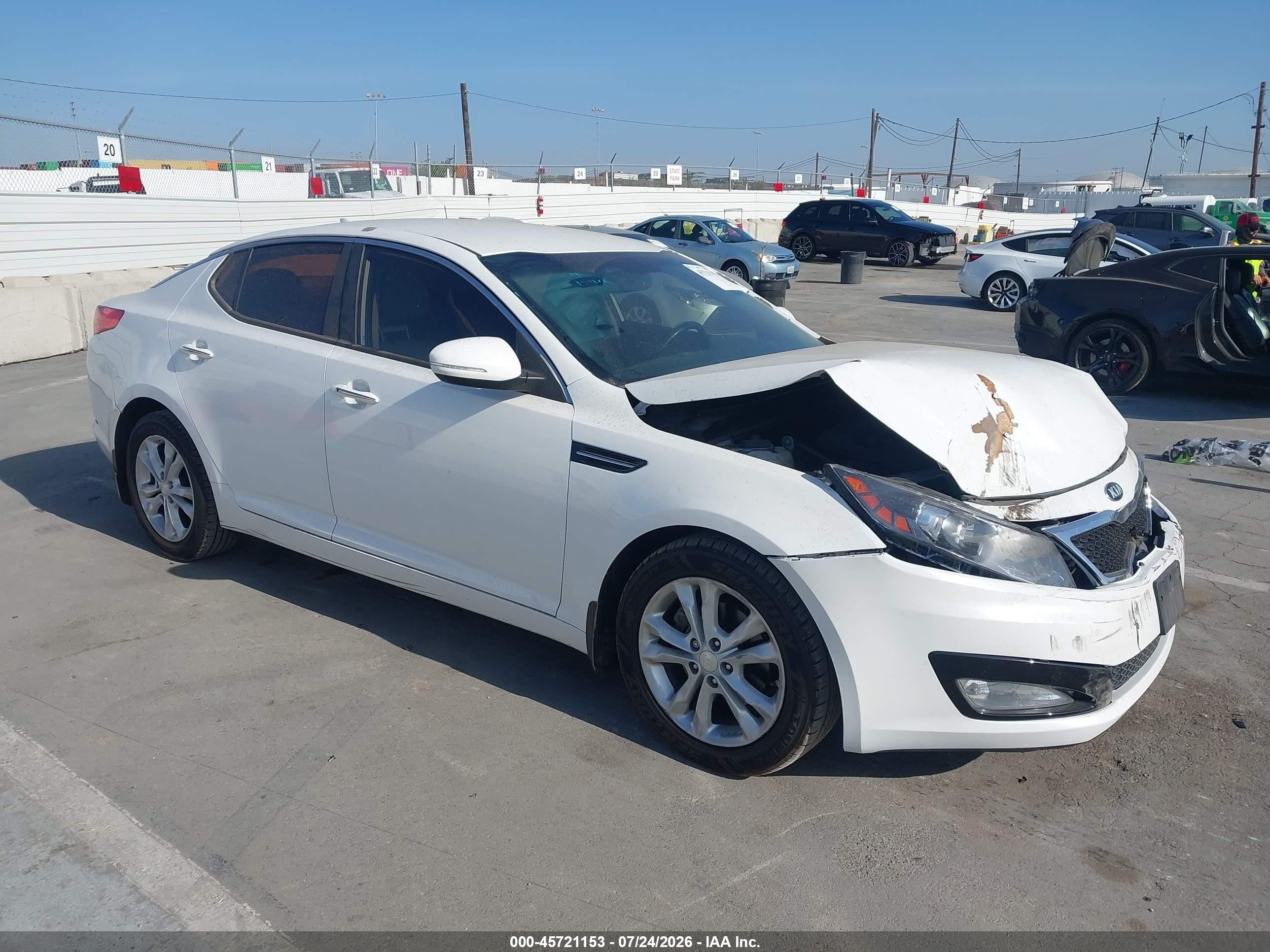 2013 Kia Optima VIN 5XXGN4A72DG156595 IAAI salvage auction — Front End, Salvage (California), sold $825 on 2026-09-24 (photo 1)