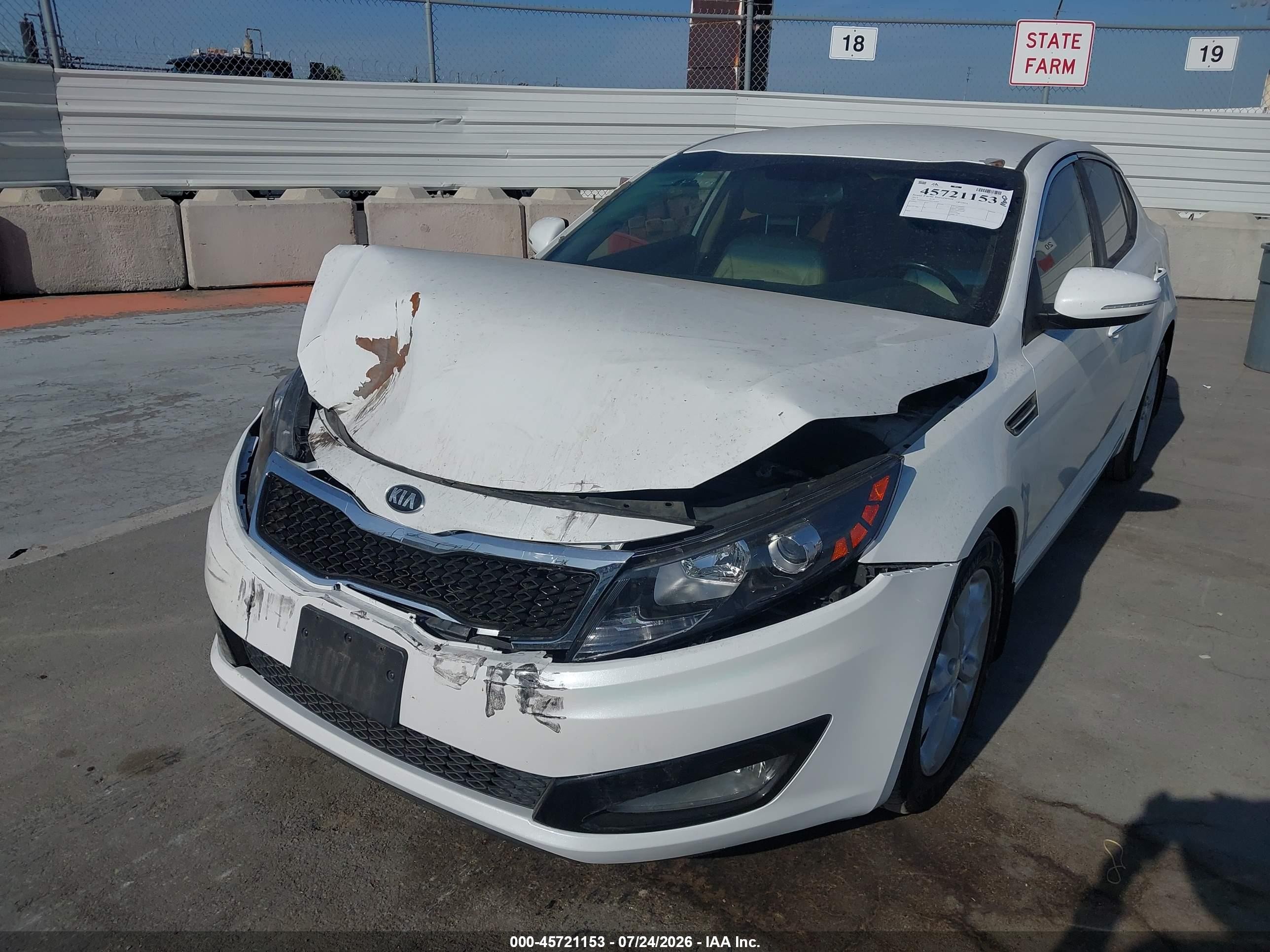 2013 Kia Optima VIN 5XXGN4A72DG156595 IAAI salvage auction — Front End, Salvage (California), sold $825 on 2026-09-24 (photo 6)