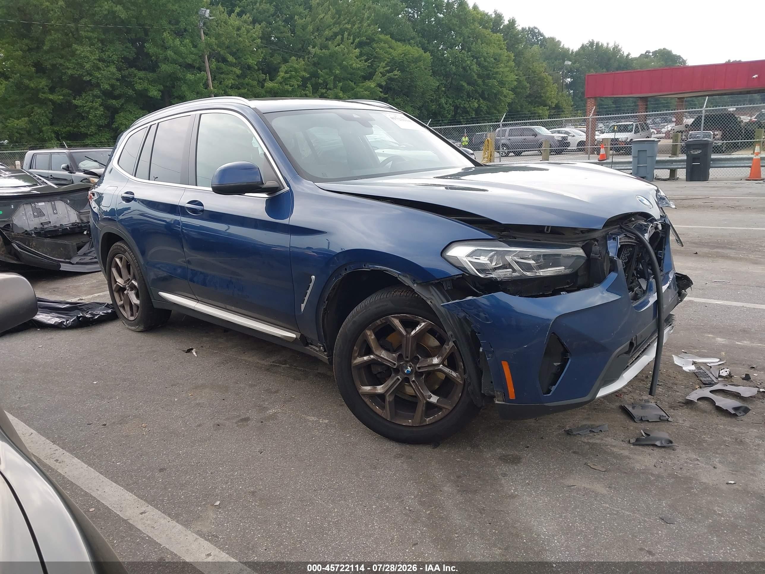 2022 BMW X3 VIN 5UX53DP02N9K82525 — IAAI salvage auction photo