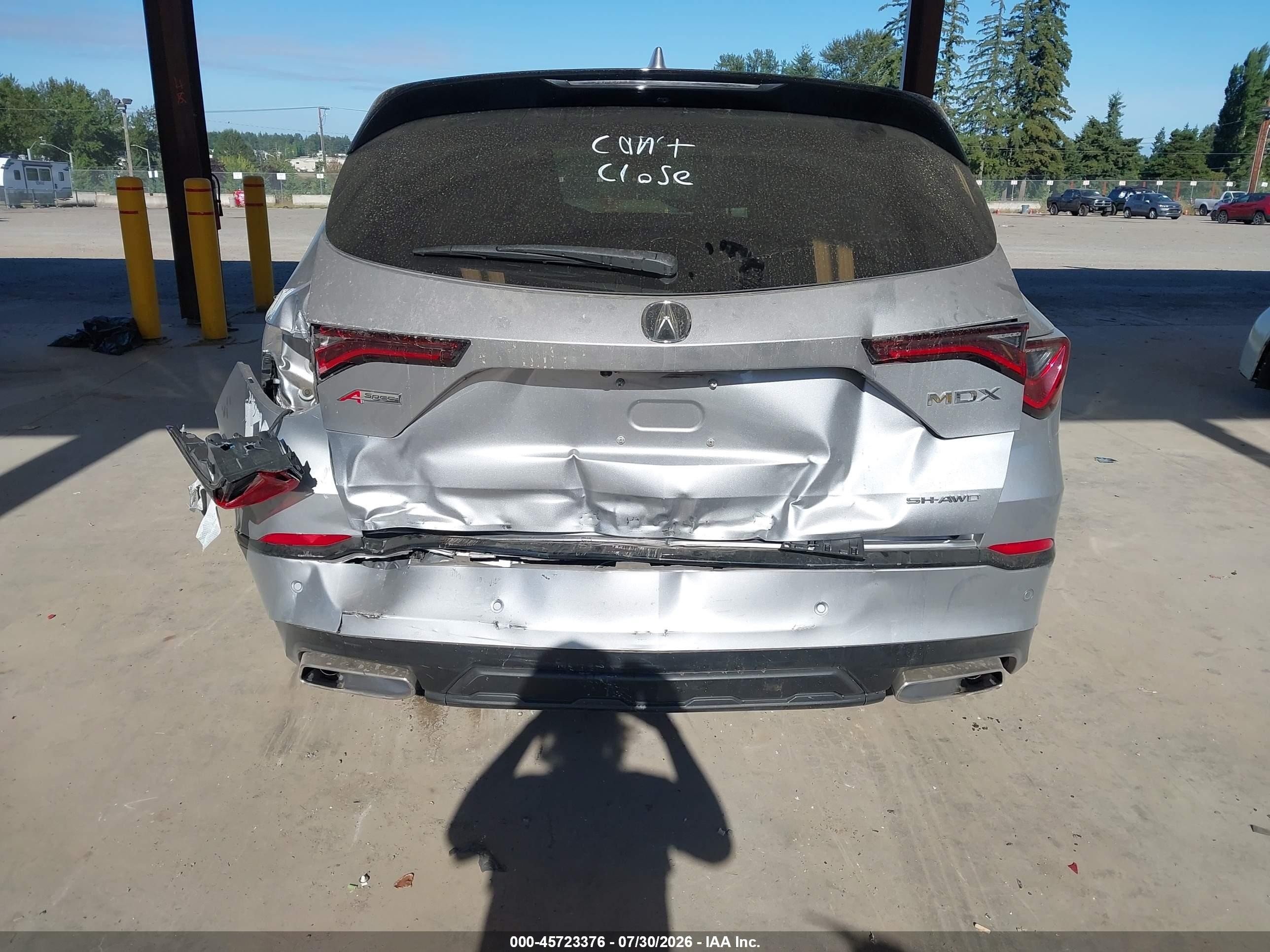 2024 Acura Mdx VIN 5J8YE1H08RL020010 IAAI salvage auction — Frame Damage, Bill Of Sale (Washington), sold $15,200 on 2026-09-13 (photo 6)