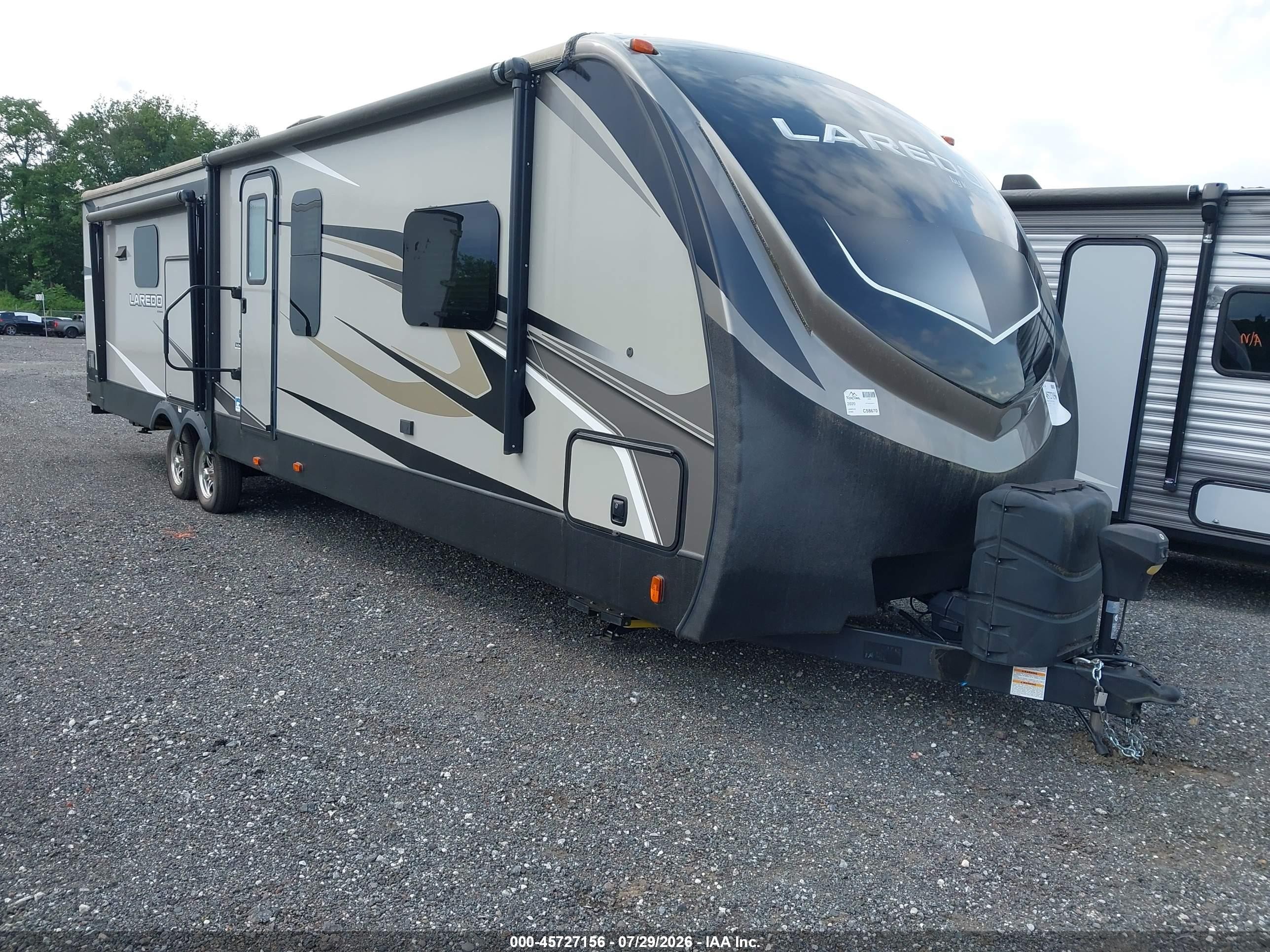 2020 Keystone Rv Laredo VIN 4YDT33522LE600104 IAAI salvage auction — Top/Roof, Salvage (New Jersey), sold $1,800 on 2026-09-23 (photo 1)