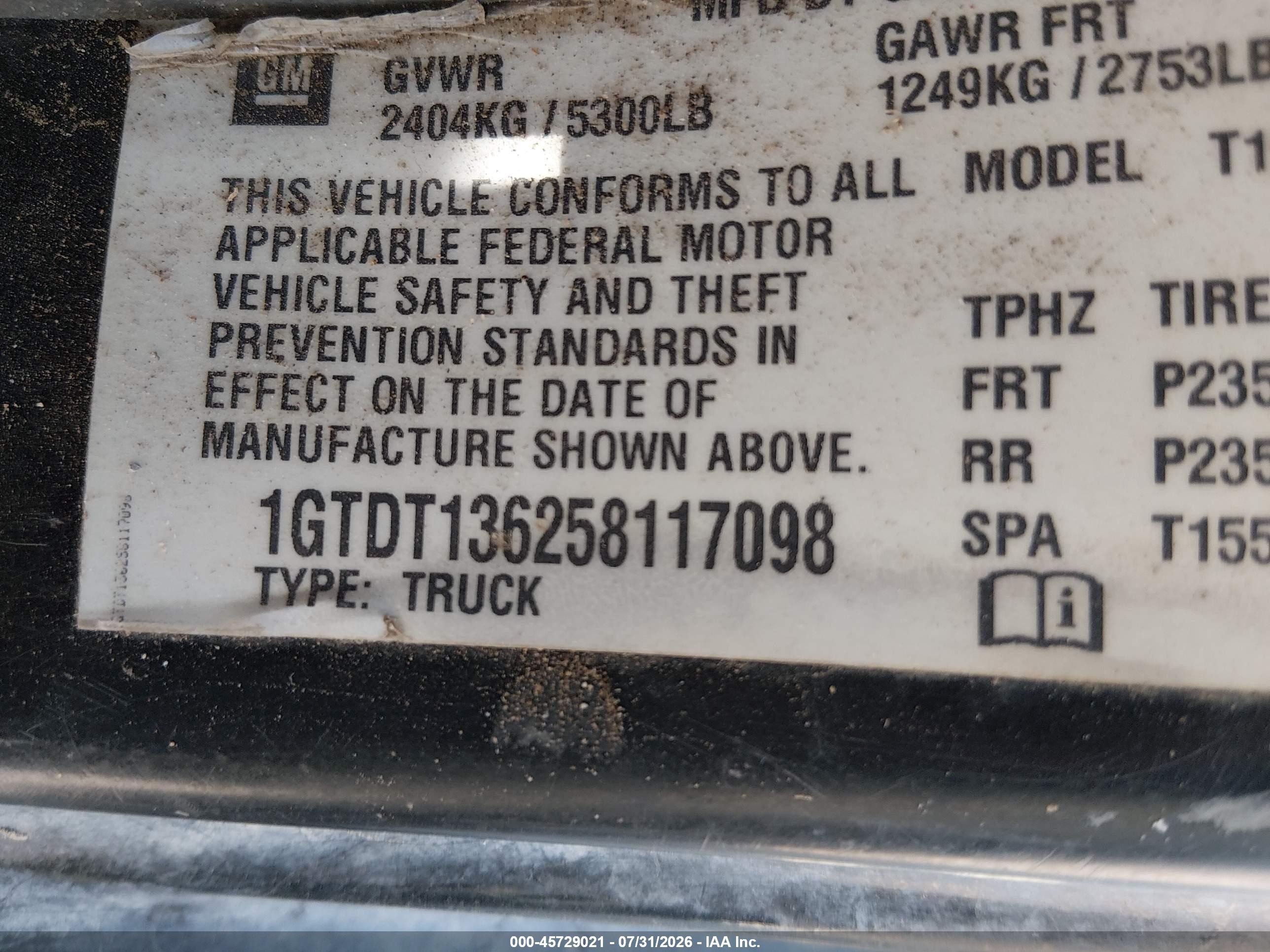 2005 Gmc Canyon VIN 1GTDT136258117098 IAAI salvage auction — Rear End, Clear (Montana), sold $1,050 on 2026-09-26 (photo 9)