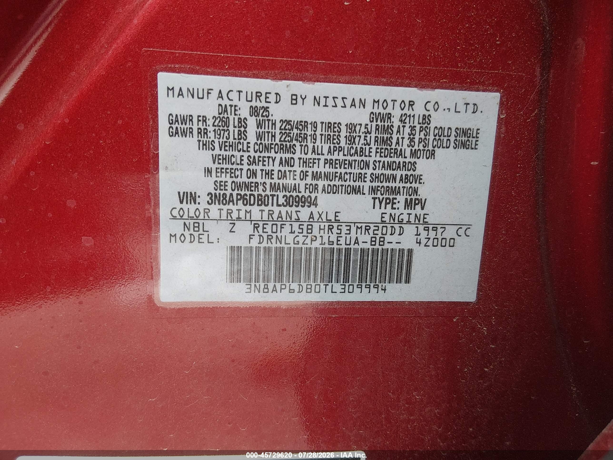 2026 Nissan Kicks VIN 3N8AP6DB0TL309994 IAAI salvage auction — Front End, Salvage - Greater Than 75% (Maryland), sold $7,500 on 2026-10-07 (photo 9)