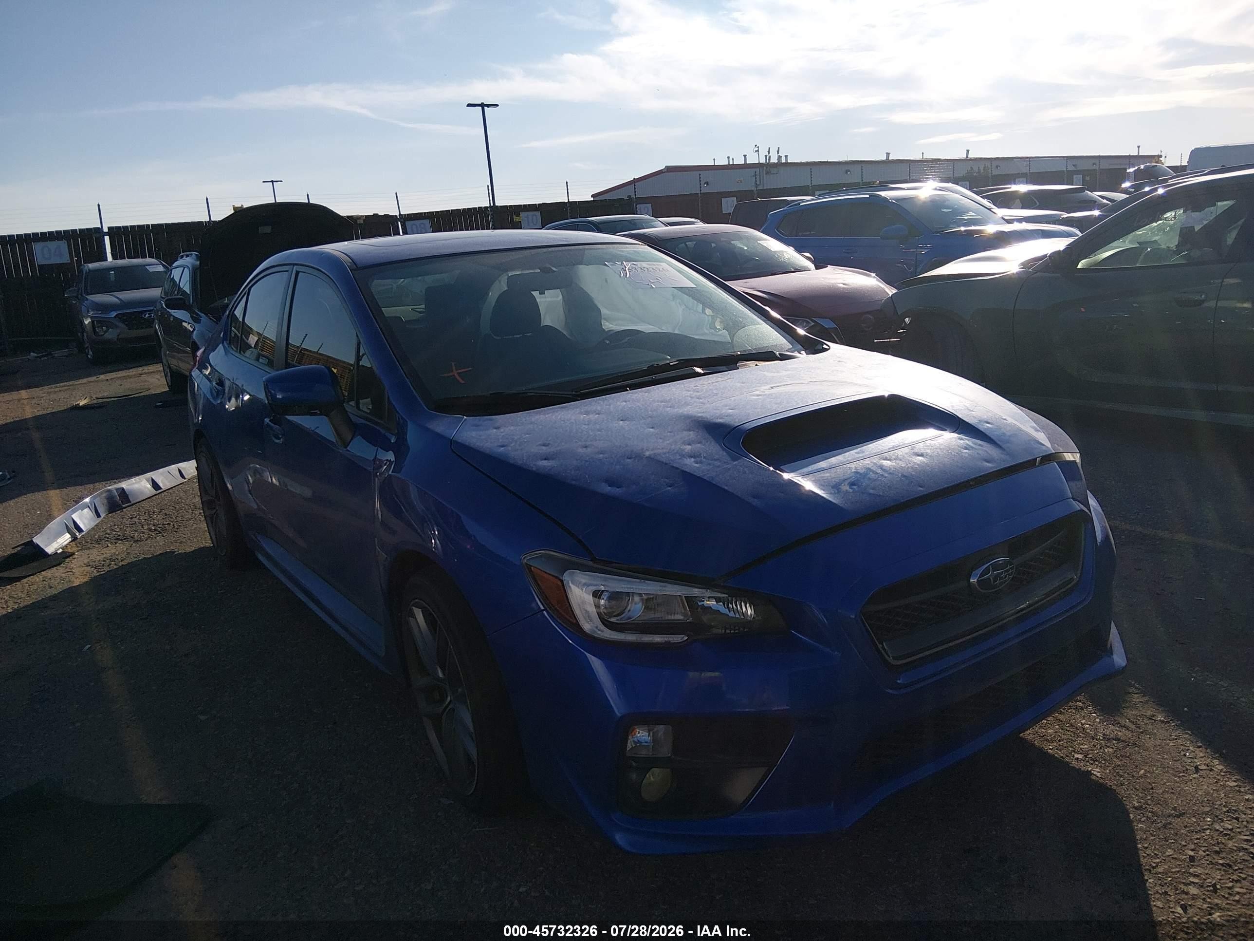 2015 Subaru WRX VIN JF1VA1G62F9832355 IAAI salvage auction — Side, Salvage (Colorado), sold $3,150 on 2026-09-29 (photo 1)