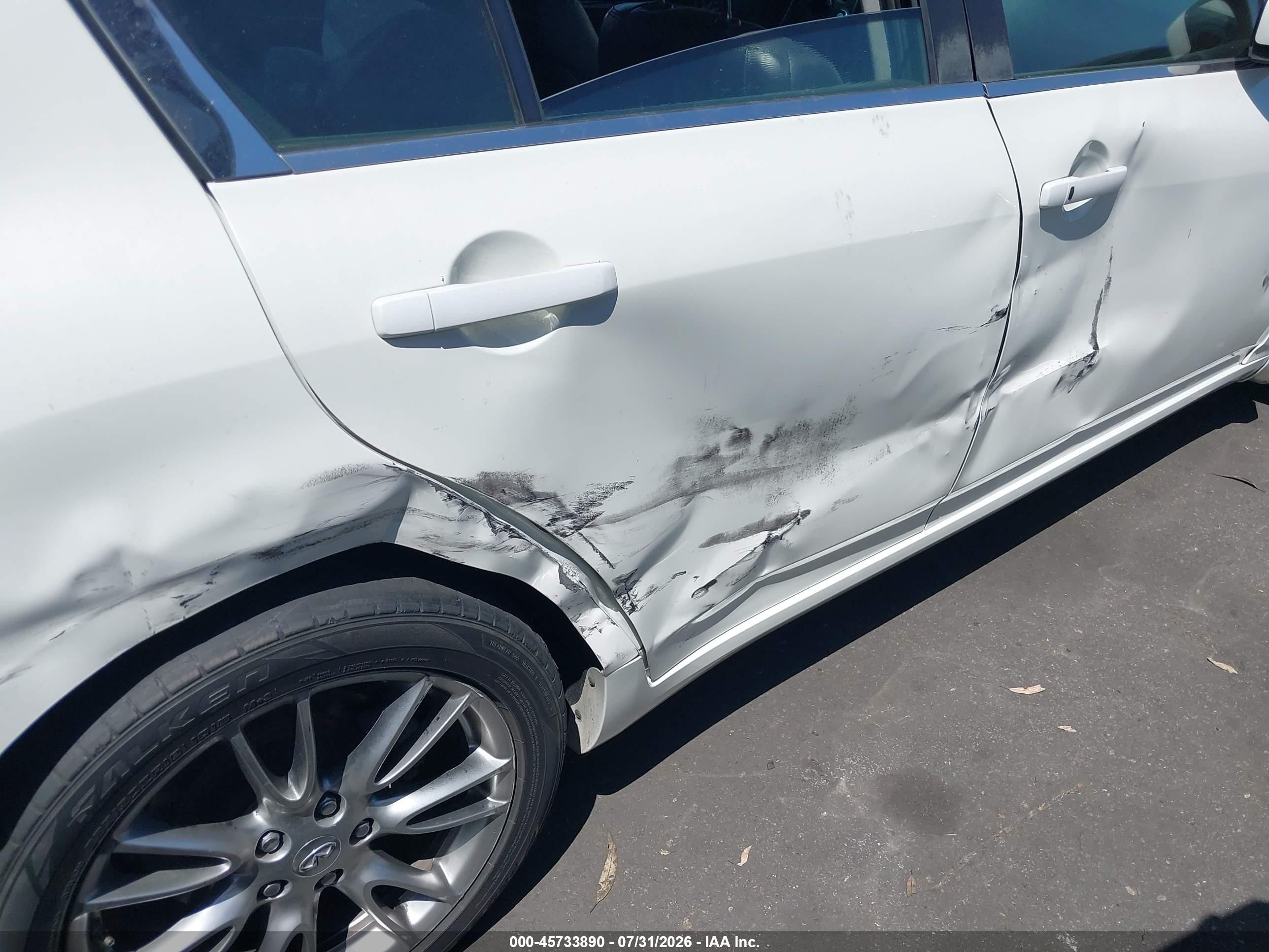 2013 Infiniti G37 VIN JN1CV6AP8DM710326 IAAI salvage auction — Side, Salvage Certificate (California), sold $2,000 on 2026-09-11 (photo 6)