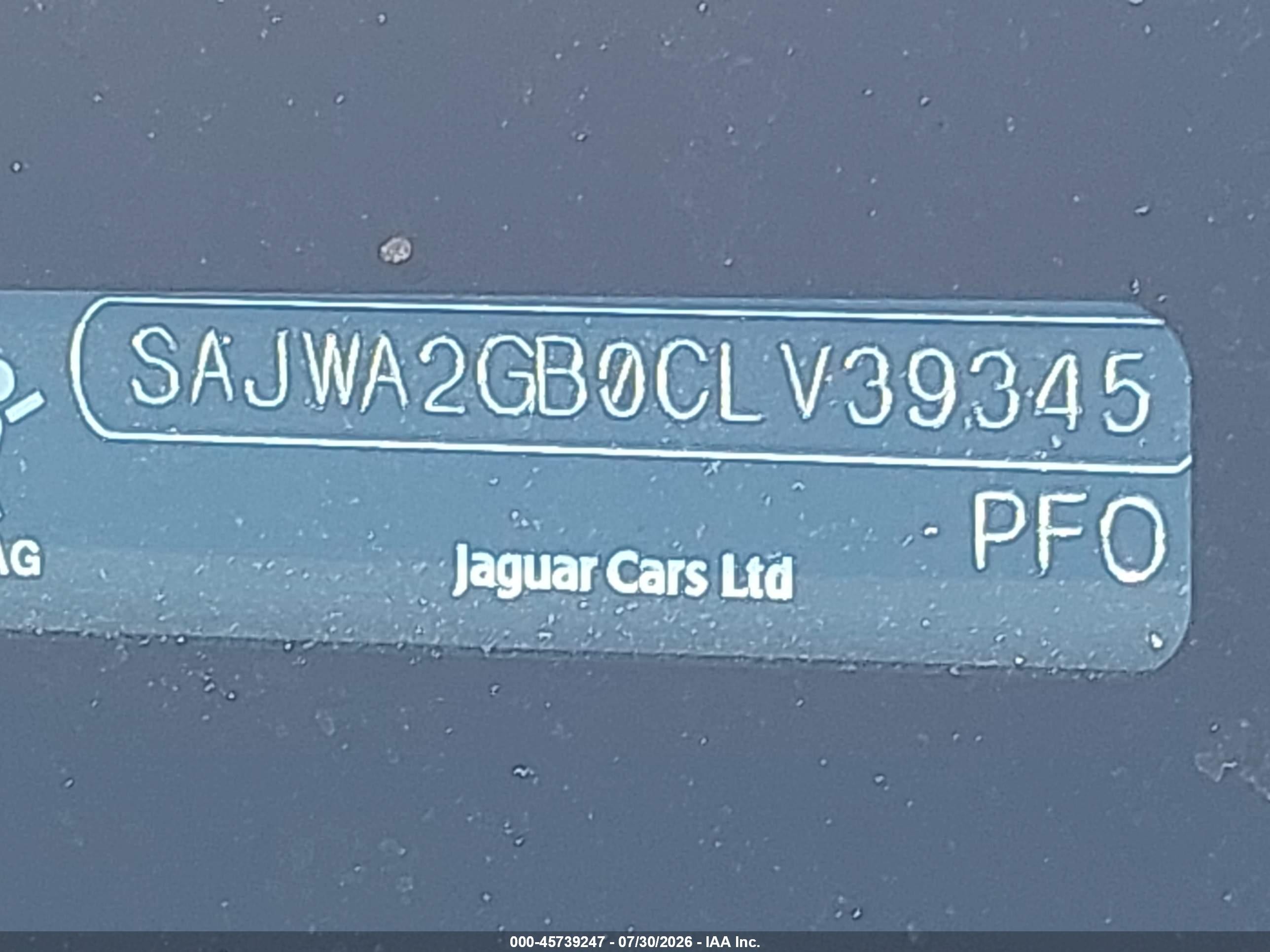 2012 Jaguar Xj series VIN SAJWA2GB0CLV39345 IAAI salvage auction — Front End, Clear (Indiana), sold $1,650 on 2026-09-13 (photo 9)