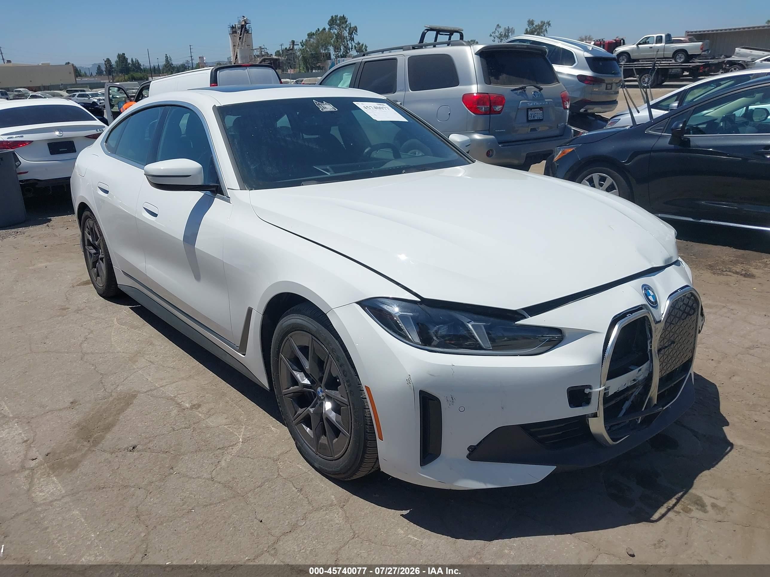 2025 BMW i4 VIN WBY23HD08SFT98632 IAAI salvage auction — Front End, Salvage (California), sold $19,800 on 2026-08-24 (photo 1)