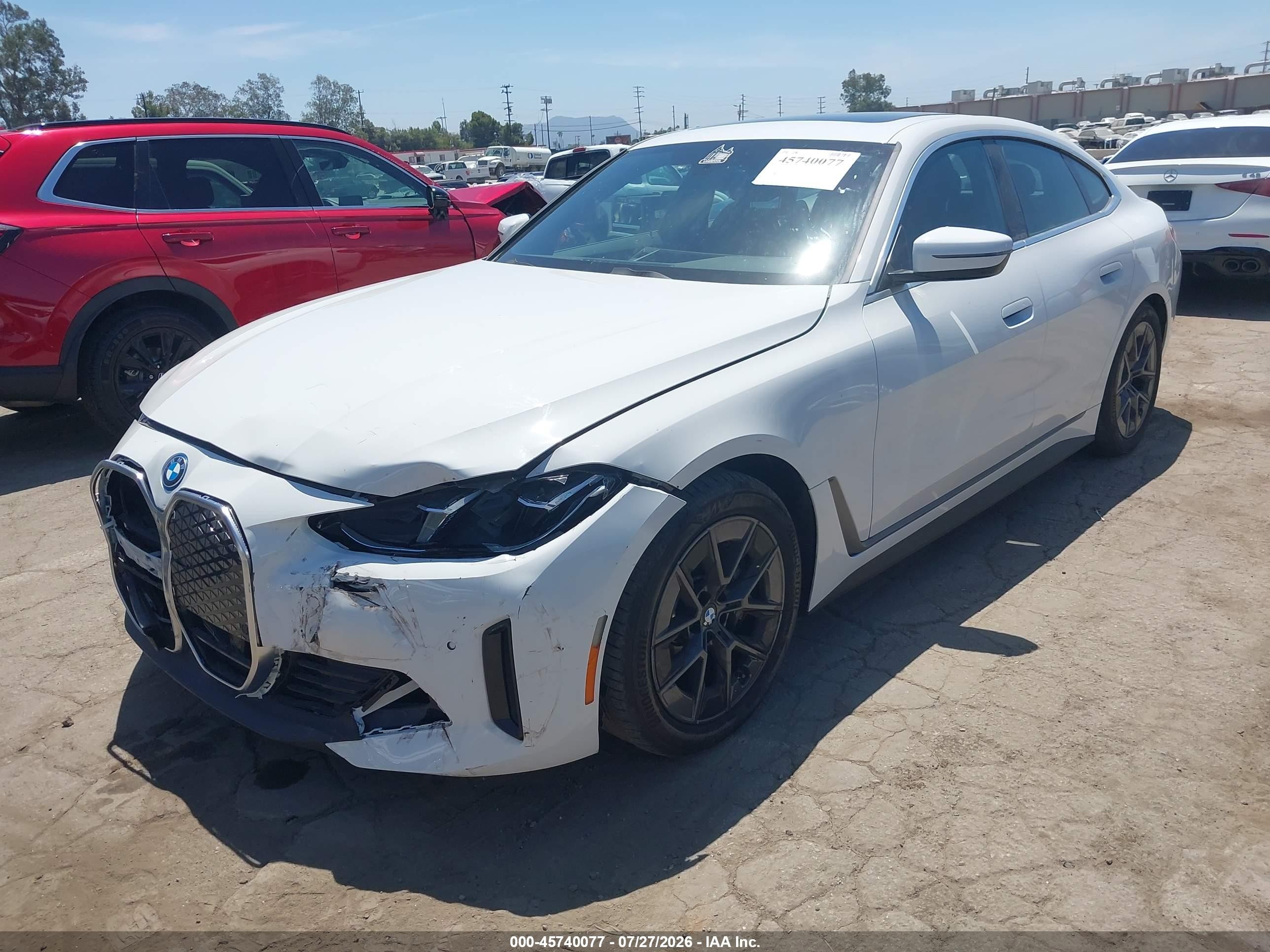 2025 BMW i4 VIN WBY23HD08SFT98632 IAAI salvage auction — Front End, Salvage (California), sold $19,800 on 2026-08-24 (photo 2)