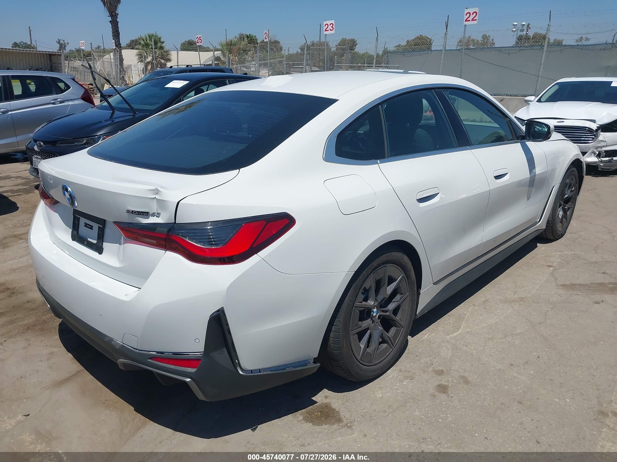 2025 BMW i4 VIN WBY23HD08SFT98632 IAAI salvage auction — Front End, Salvage (California), sold $19,800 on 2026-08-24 (photo 4)