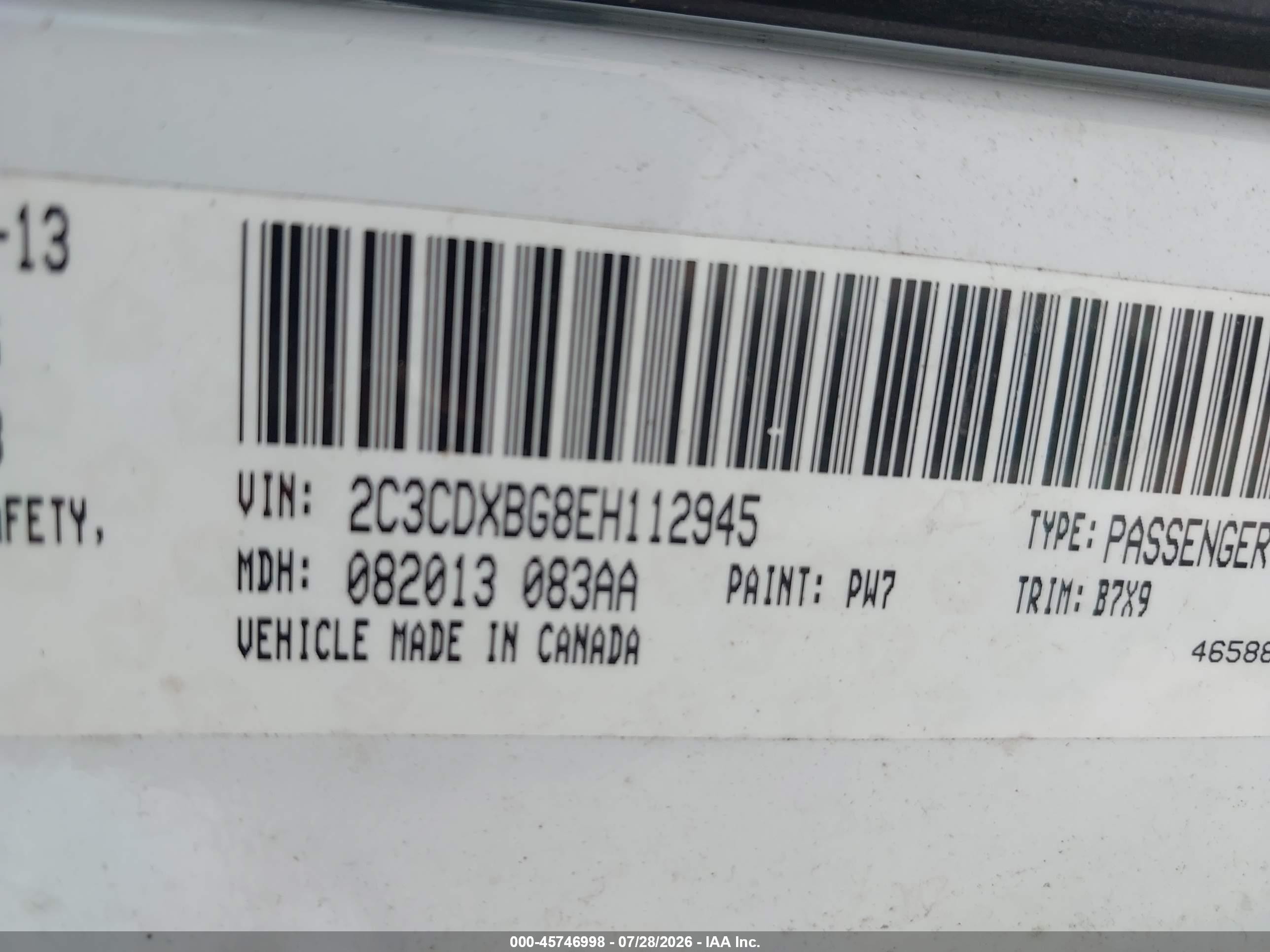 2014 Dodge Charger VIN 2C3CDXBG8EH112945 IAAI salvage auction — Normal Wear, Clear (Arkansas), sold $1,150 on 2026-09-04 (photo 9)