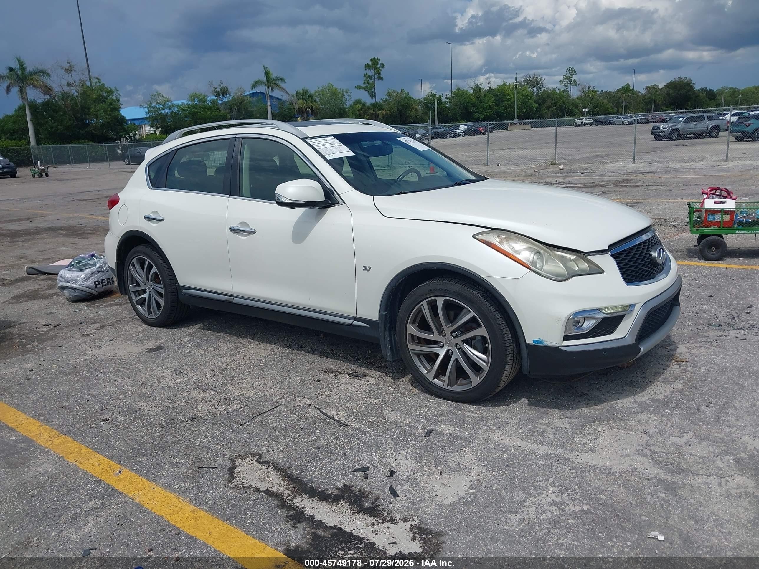 2017 Infiniti Qx50 VIN JN1BJ0RP1HM386022 IAAI salvage auction — Side, Rebuildable (Florida), sold $4,900 on 2026-09-02 (photo 1)