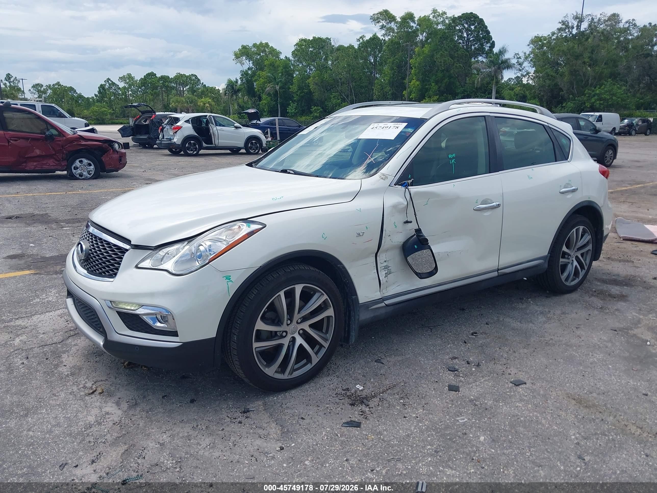 2017 Infiniti Qx50 VIN JN1BJ0RP1HM386022 IAAI salvage auction — Side, Rebuildable (Florida), sold $4,900 on 2026-09-02 (photo 2)