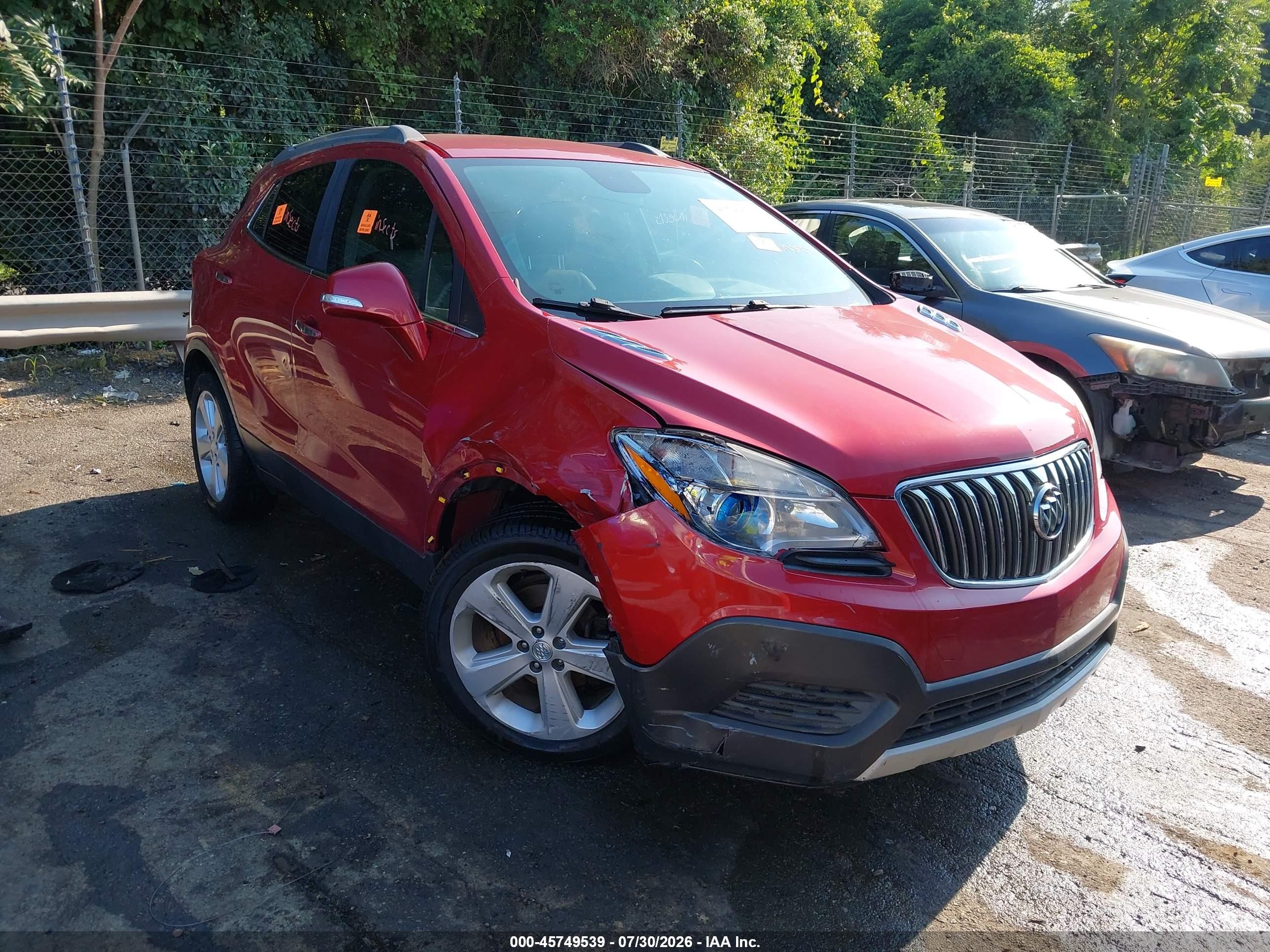 2016 Buick Encore VIN KL4CJASB8GB568567 IAAI salvage auction — Biohazard/Chemical, Wait Title, sold $750 on 2026-09-20 (photo 1)