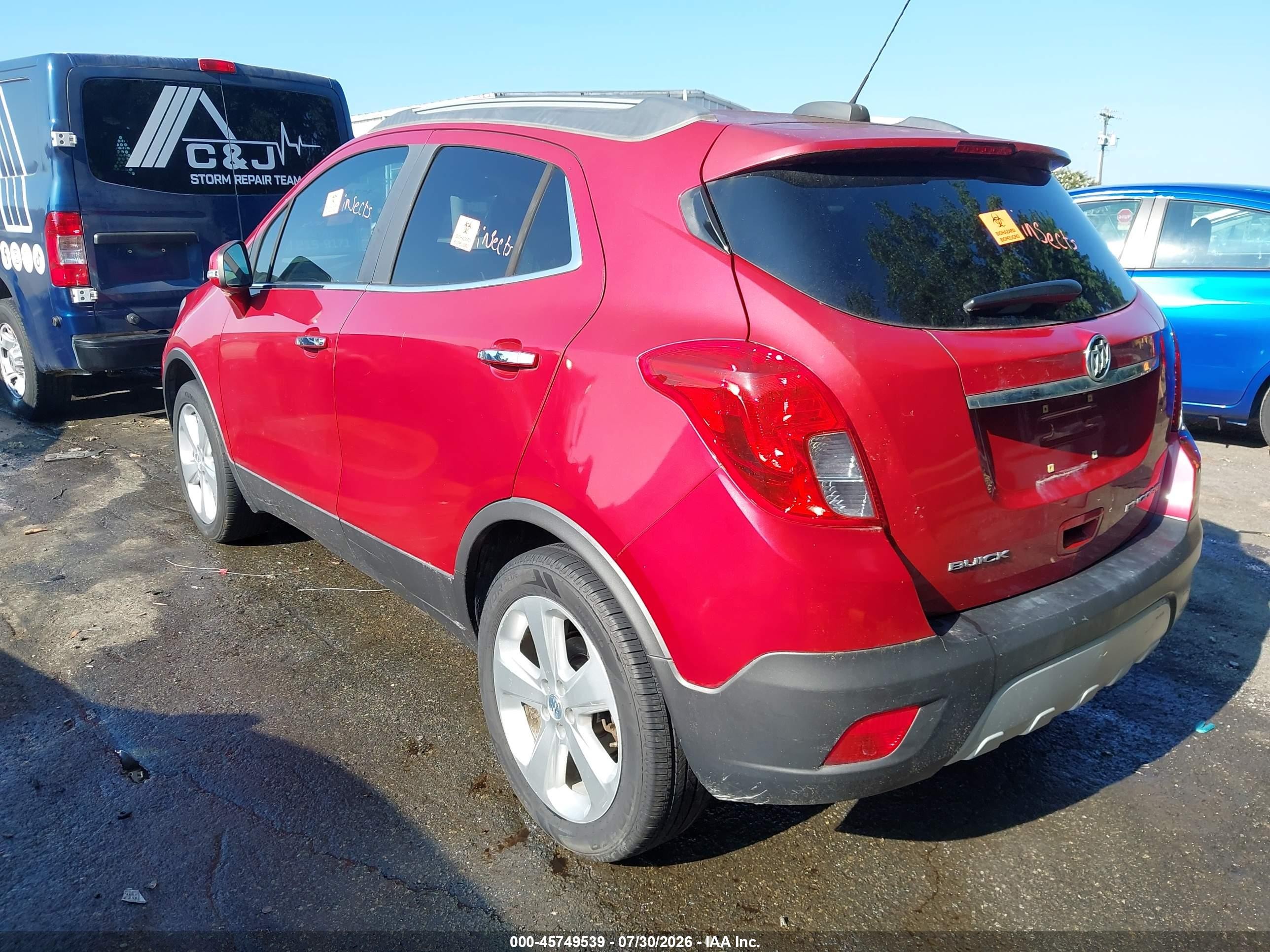 2016 Buick Encore VIN KL4CJASB8GB568567 IAAI salvage auction — Biohazard/Chemical, Wait Title, sold $750 on 2026-09-20 (photo 3)