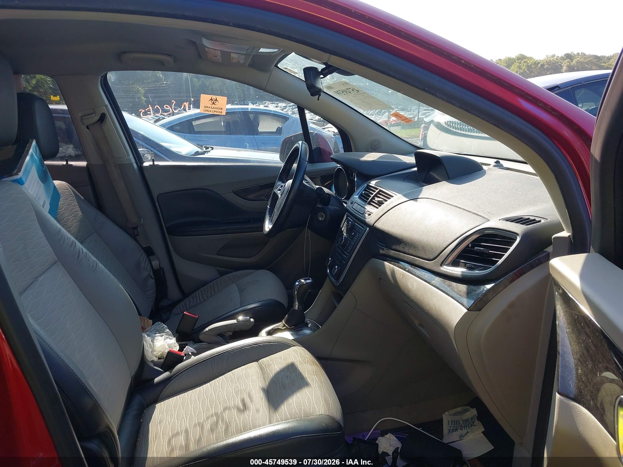 2016 Buick Encore VIN KL4CJASB8GB568567 IAAI salvage auction — Biohazard/Chemical, Wait Title, sold $750 on 2026-09-20 (photo 5)