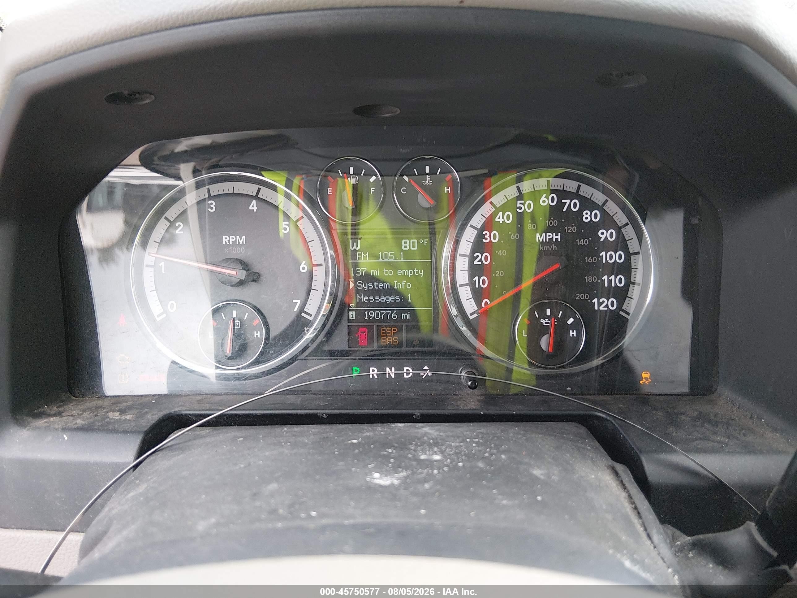 2009 Dodge Ram 1500 VIN 1D3HV13TX9S805612 IAAI salvage auction — Front & Rear, Clear (Illinois), sold $625 on 2026-09-08 (photo 7)
