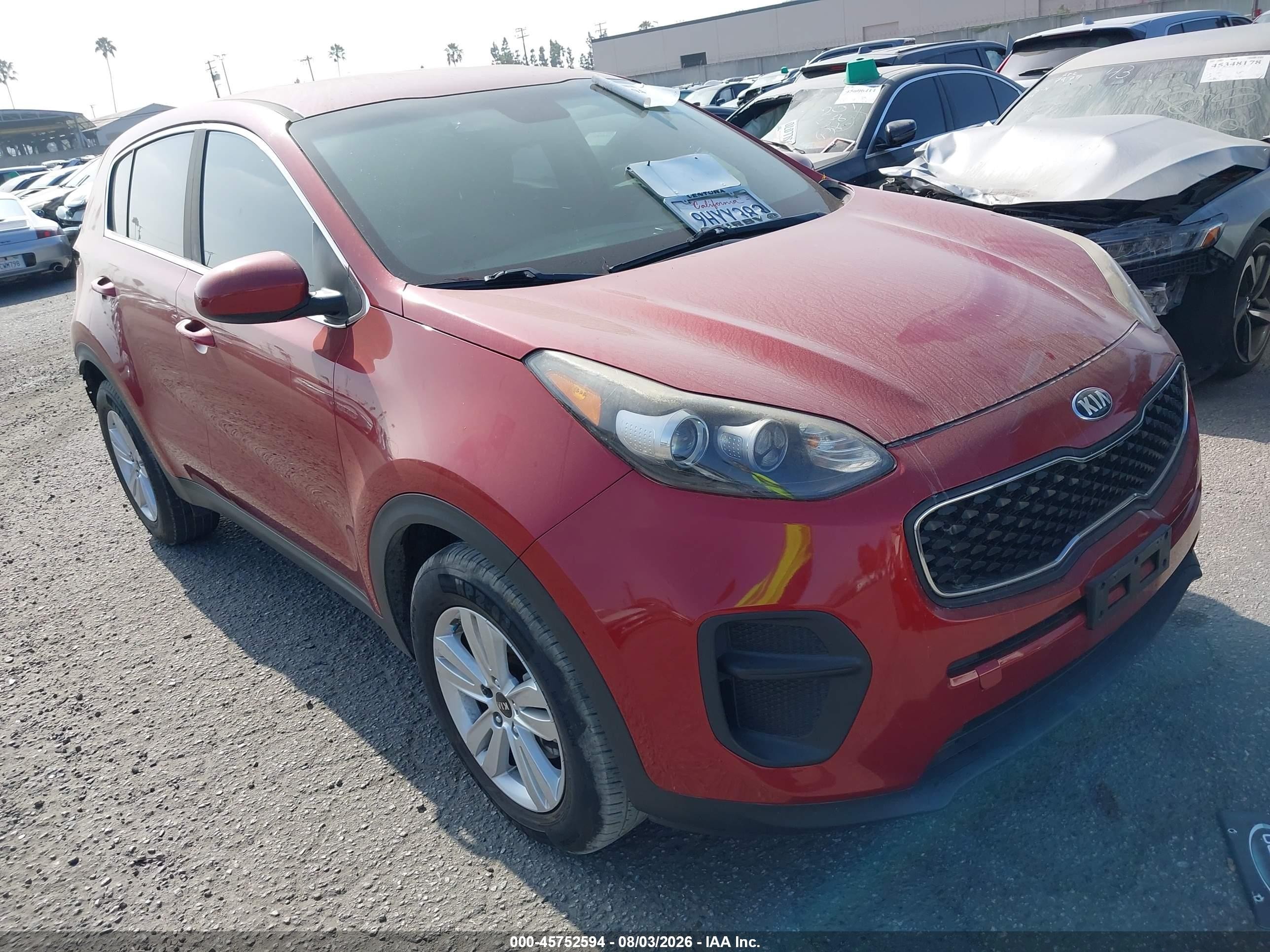 2019 Kia Sportage VIN KNDPM3AC6K7545305 IAAI salvage auction — Rear End, Salvage Certificate (California), sold $1,650 on 2026-09-13 (photo 1)