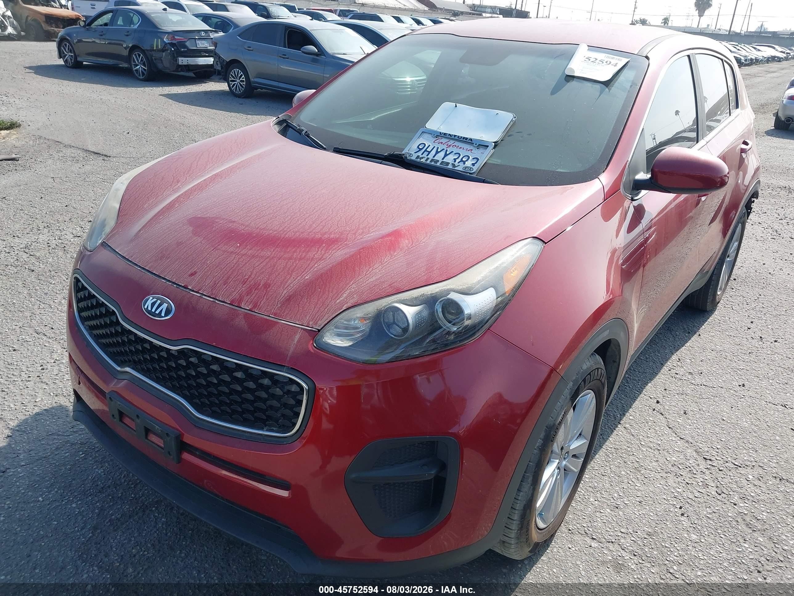 2019 Kia Sportage VIN KNDPM3AC6K7545305 IAAI salvage auction — Rear End, Salvage Certificate (California), sold $1,650 on 2026-09-13 (photo 2)