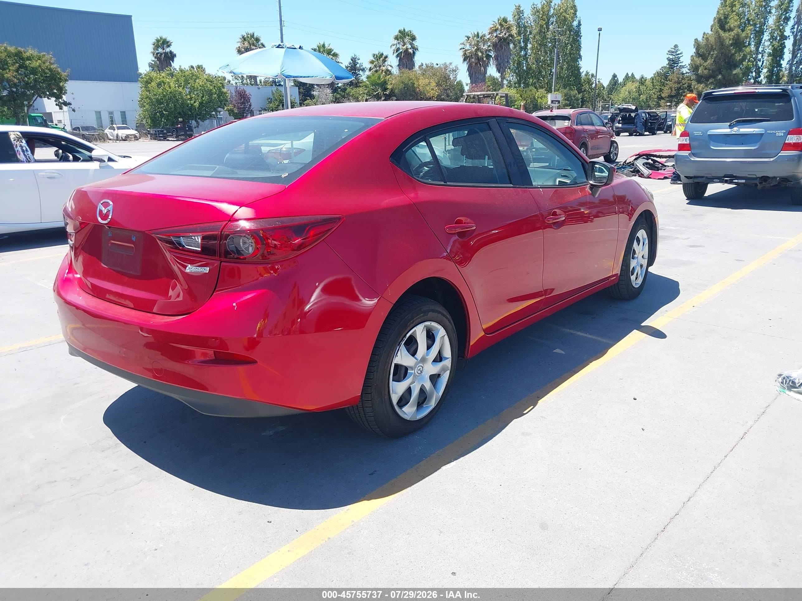 2017 Mazda 3 VIN 3MZBN1U71HM151720 IAAI salvage auction — Side, Salvage (California), sold $3,400 on 2026-09-14 (photo 4)