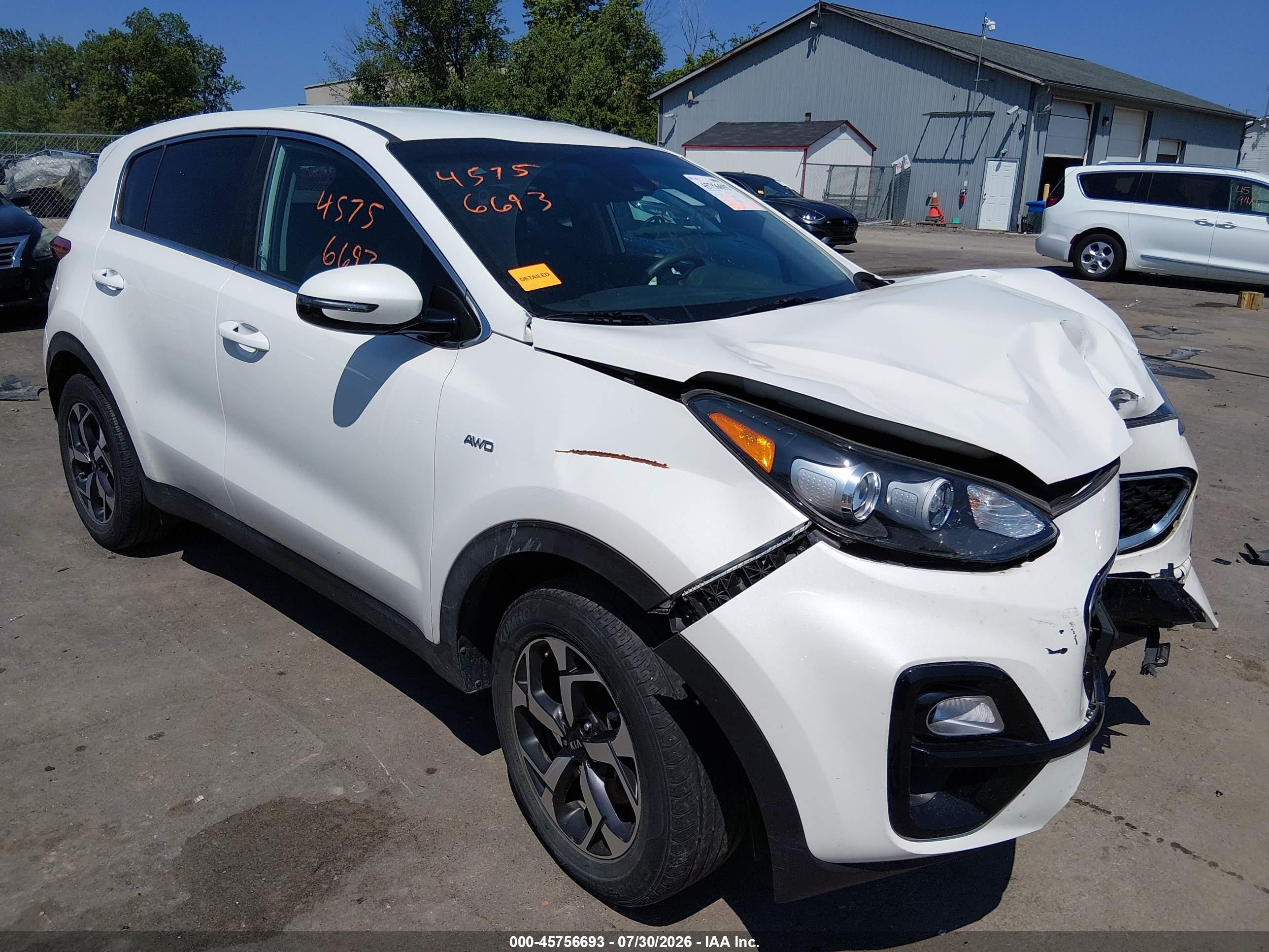 2021 Kia Sportage VIN KNDPMCAC8M7920033 IAAI salvage auction — Front End, Salvage (Ohio), sold $3,400 on 2026-09-01 (photo 1)