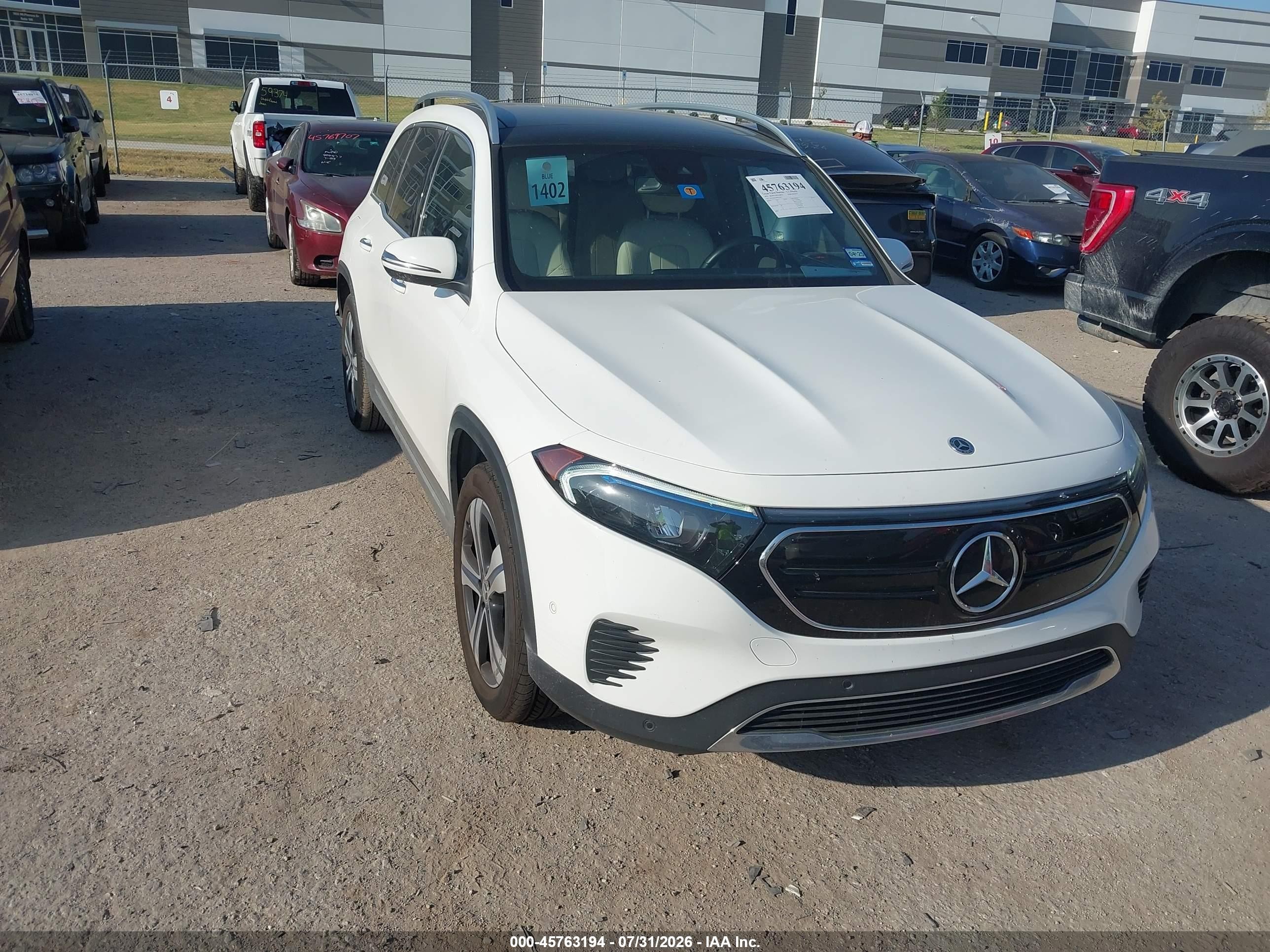 2023 Mercedes-Benz EQB VIN W1N9M0CB0PN033837 IAAI salvage auction — Rear End, Salvage (Texas), sold $9,800 on 2026-09-19 (photo 1)