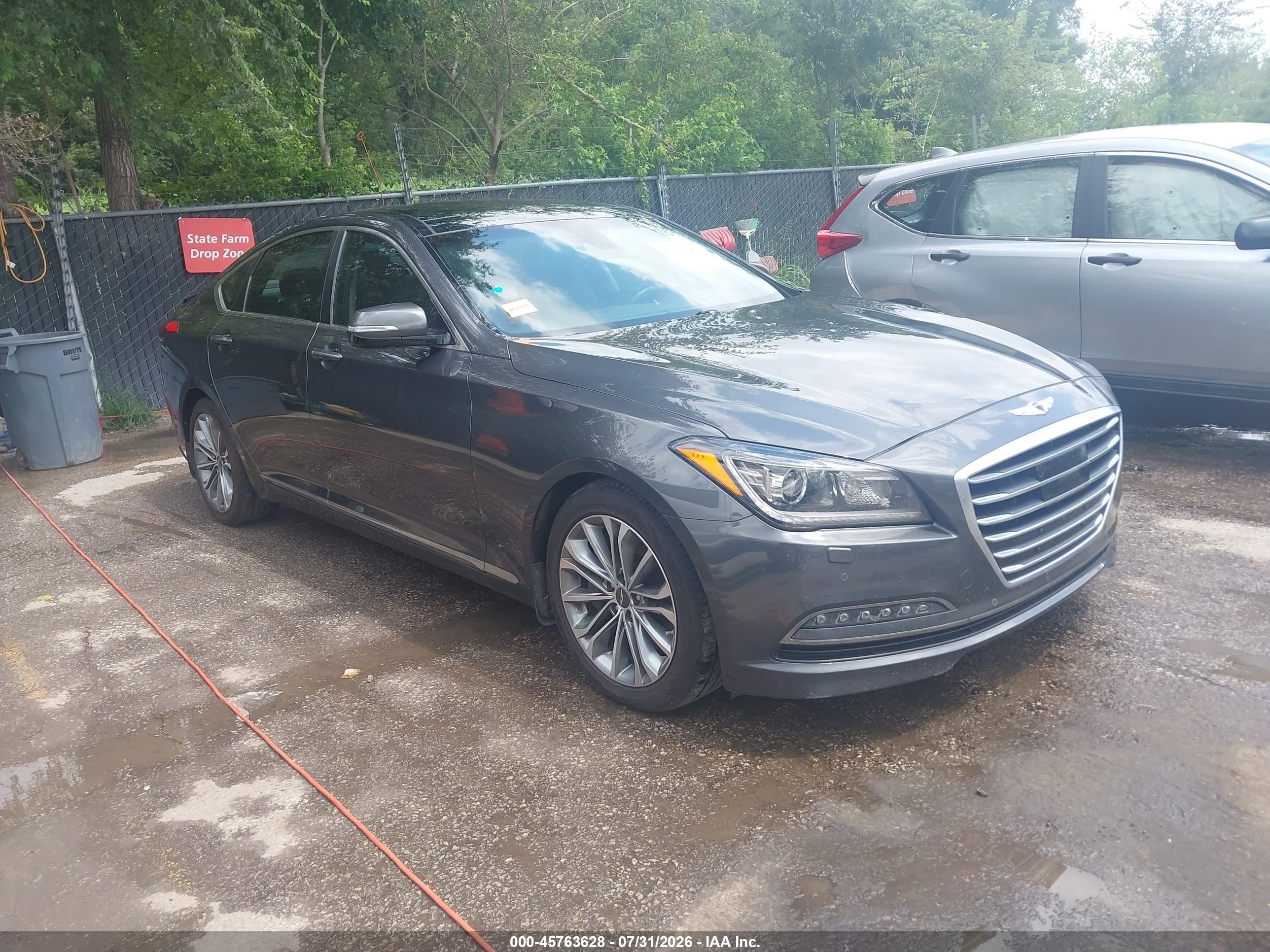 2017 Genesis G80 VIN KMHGN4JE3HU202414 IAAI salvage auction — Rear End, Salvage (Kansas), sold $4,700 on 2026-09-12 (photo 1)