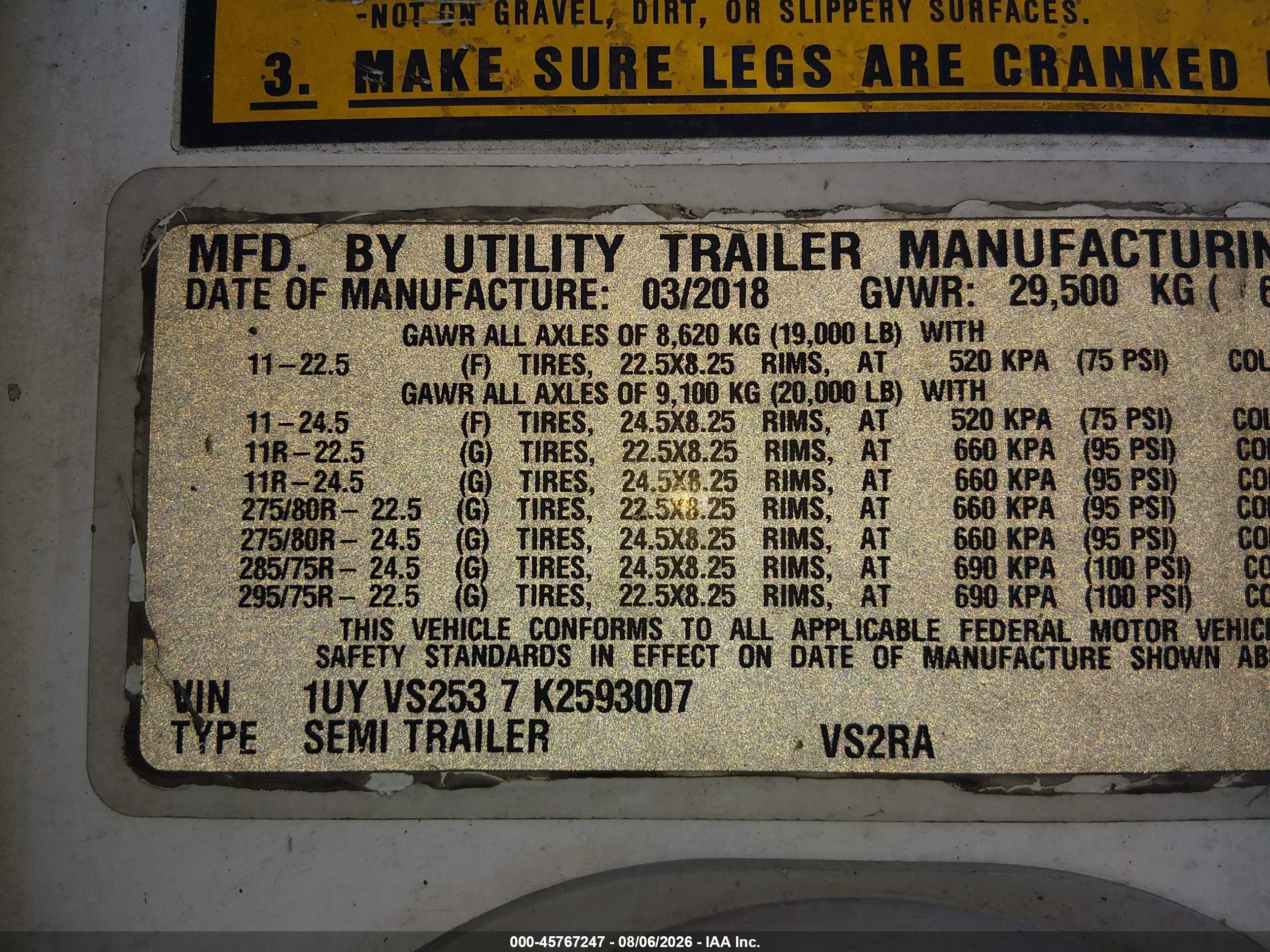 2019 Utility Trailer Mfg Utility Trailer Mfg VIN 1UYVS2537K2593007 IAAI salvage auction — Rear End, Clear (Washington), sold $12,350 on 2026-09-09 (photo 9)