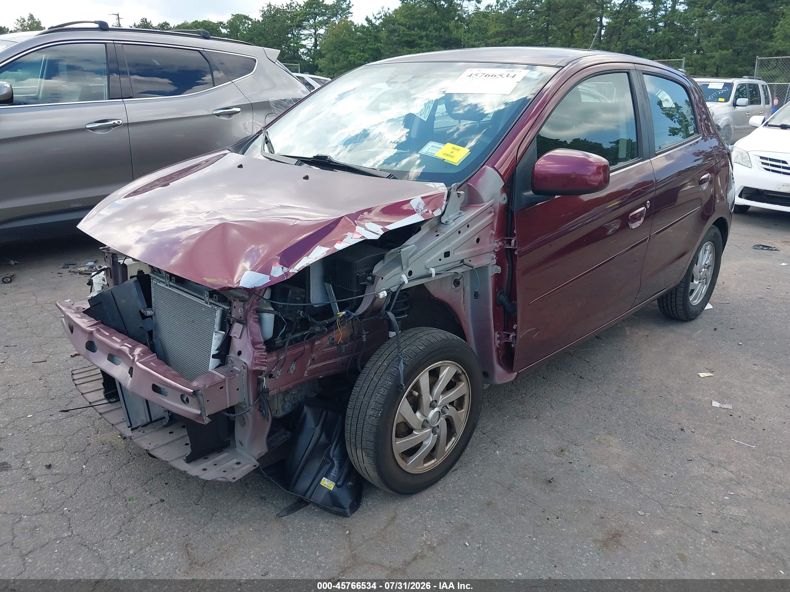 2022 Mitsubishi Mirage VIN ML32AUHJ8NH008742 IAAI salvage auction — Unknown, Mv-907A (New York), sold $2,450 on 2026-09-22 (photo 6)