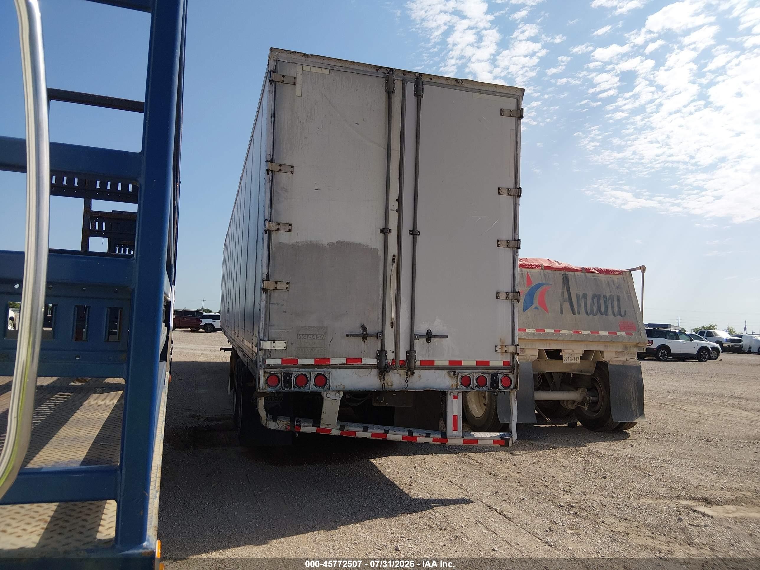 2007 Wabash National Corp Van VIN 1JJV532W67L033126 IAAI salvage auction — Rear End, Original (Texas), sold $2,050 on 2026-09-09 (photo 3)