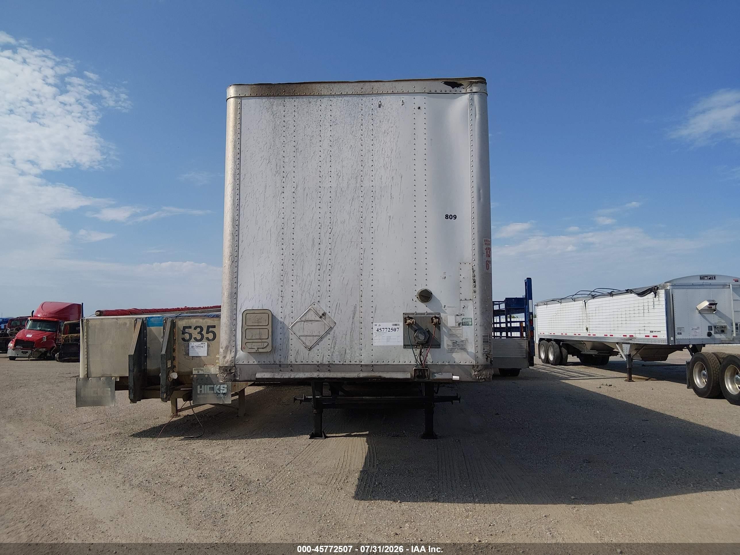 2007 Wabash National Corp Van VIN 1JJV532W67L033126 IAAI salvage auction — Rear End, Original (Texas), sold $2,050 on 2026-09-09 (photo 7)