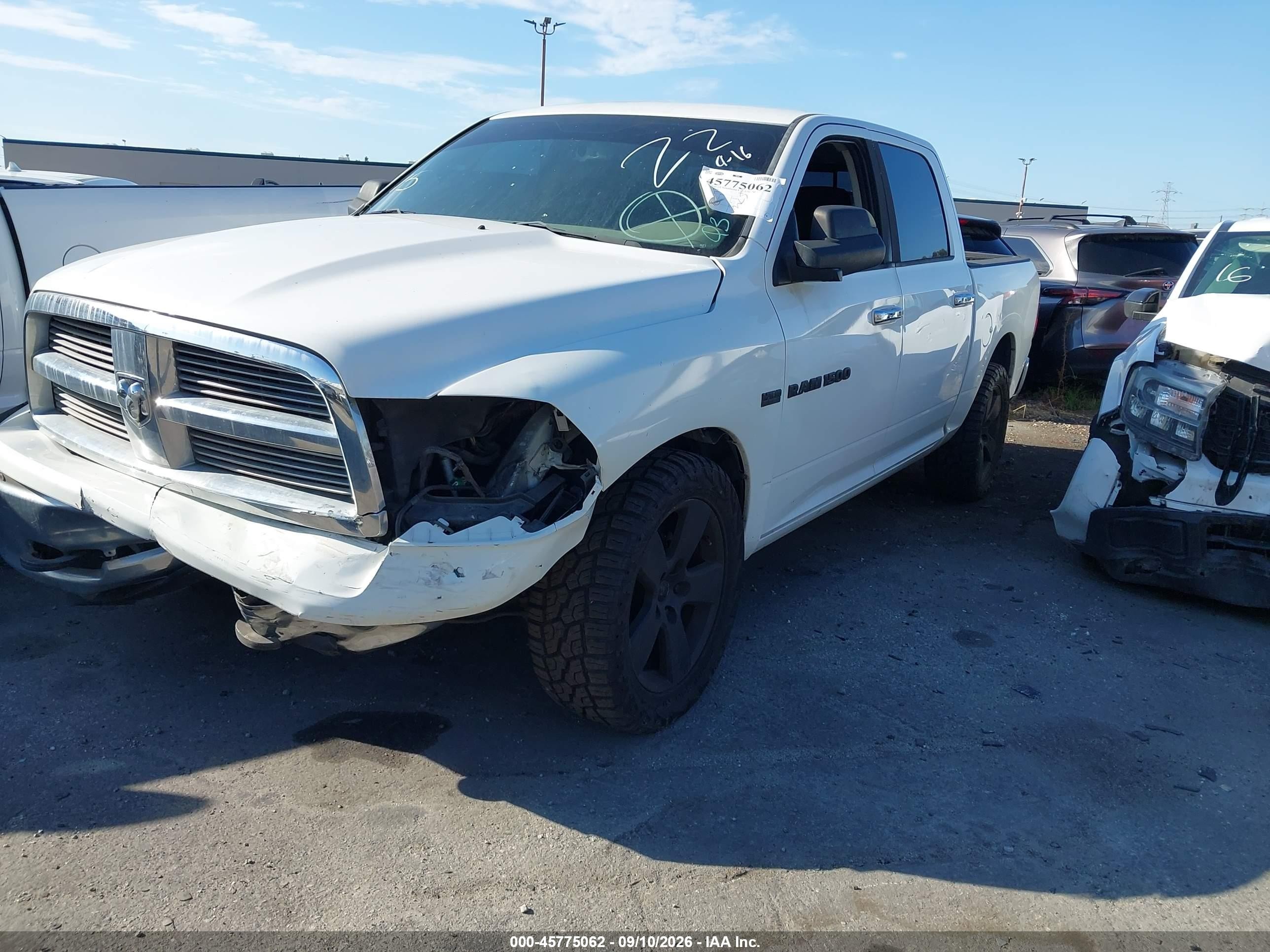 2012 Ram 1500 VIN 1C6RD7LT0CS258335 IAAI salvage auction — Front End, Salvage Certificate (California), sold $2,100 on 2026-09-12 (photo 2)