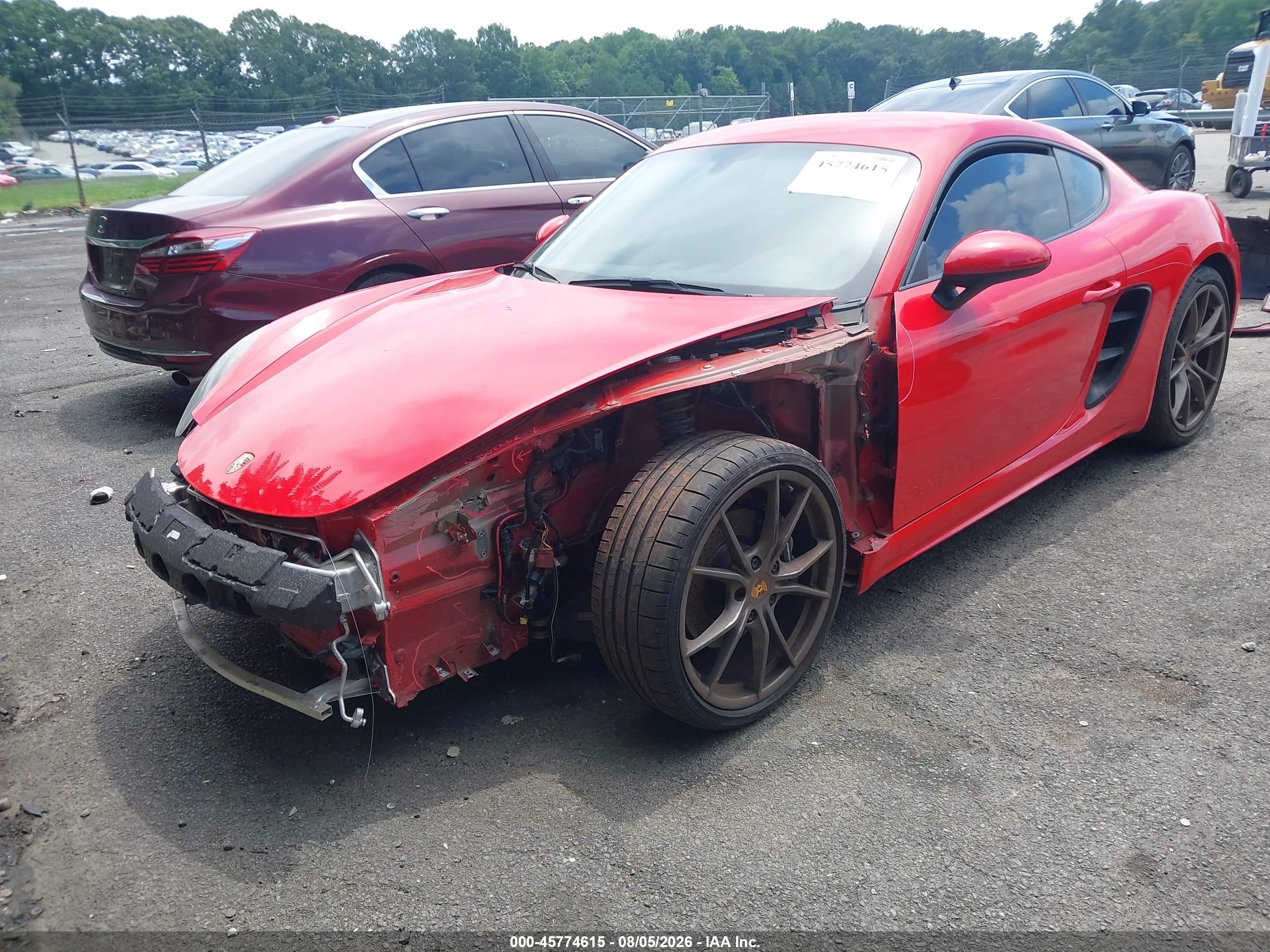 2018 Porsche 718 Cayman VIN WP0AA2A86JK260829 IAAI salvage auction — Front End, Salvage (North Carolina), sold $21,200 on 2026-09-23 (photo 2)