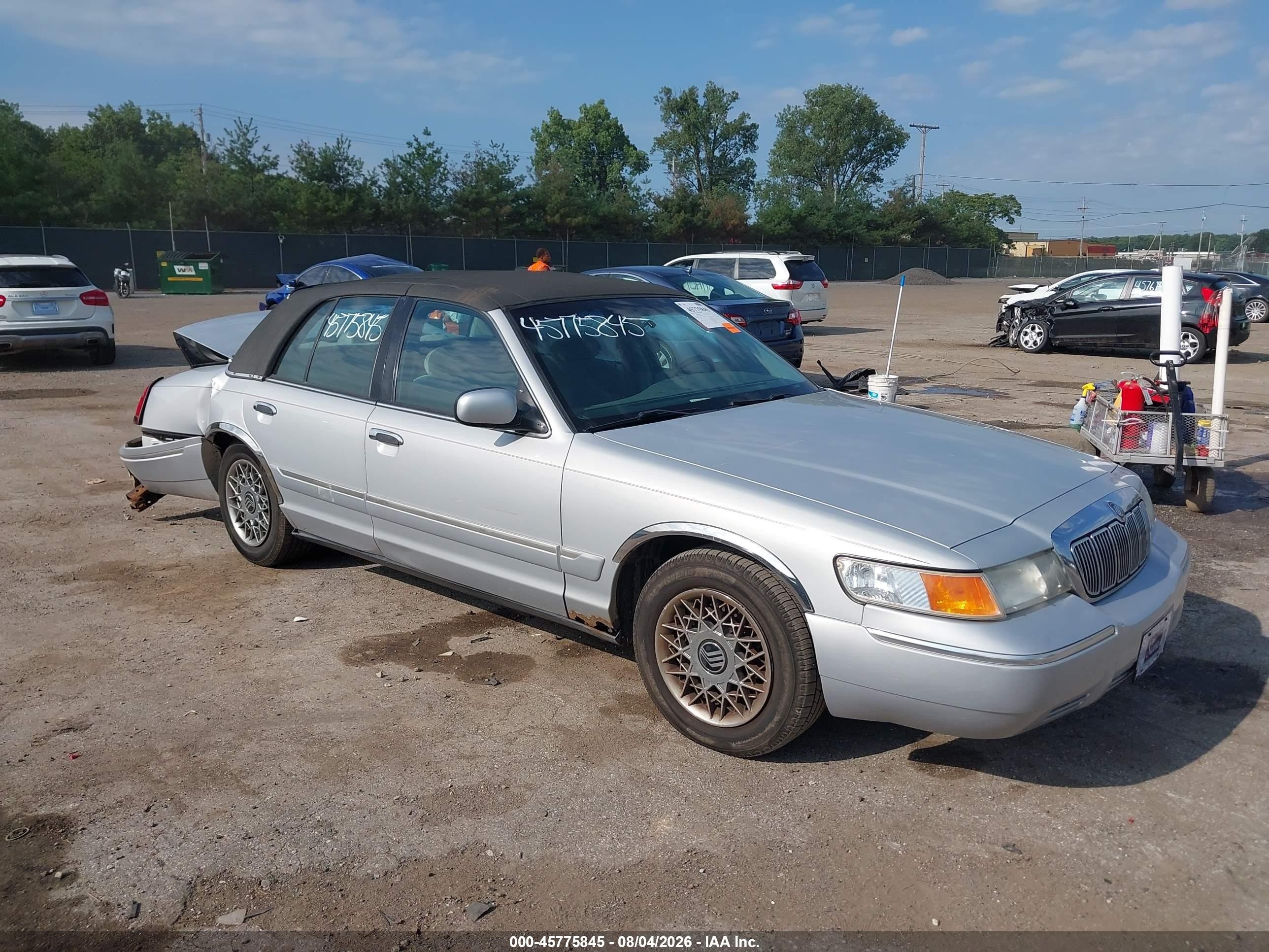 2000 Mercury Grand marquis VIN 2MEFM74W7YX646976 IAAI salvage auction — Rear End, Clear (Indiana), sold $350 on 2026-09-11 (photo 1)