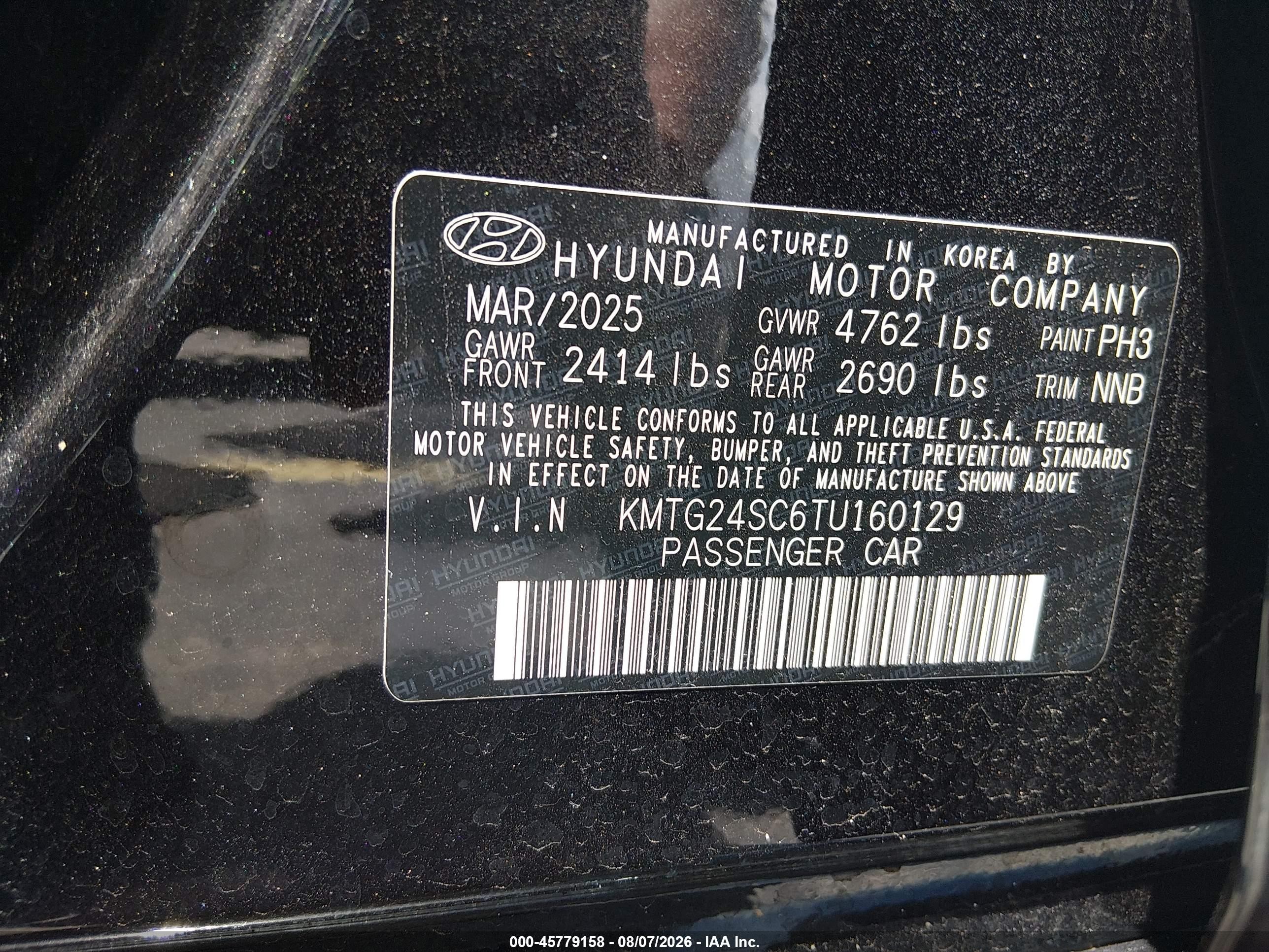 2026 Genesis G70 VIN KMTG24SC6TU160129 IAAI salvage auction — Side, Rebuildable (Florida), sold $10,100 on 2026-09-13 (photo 9)