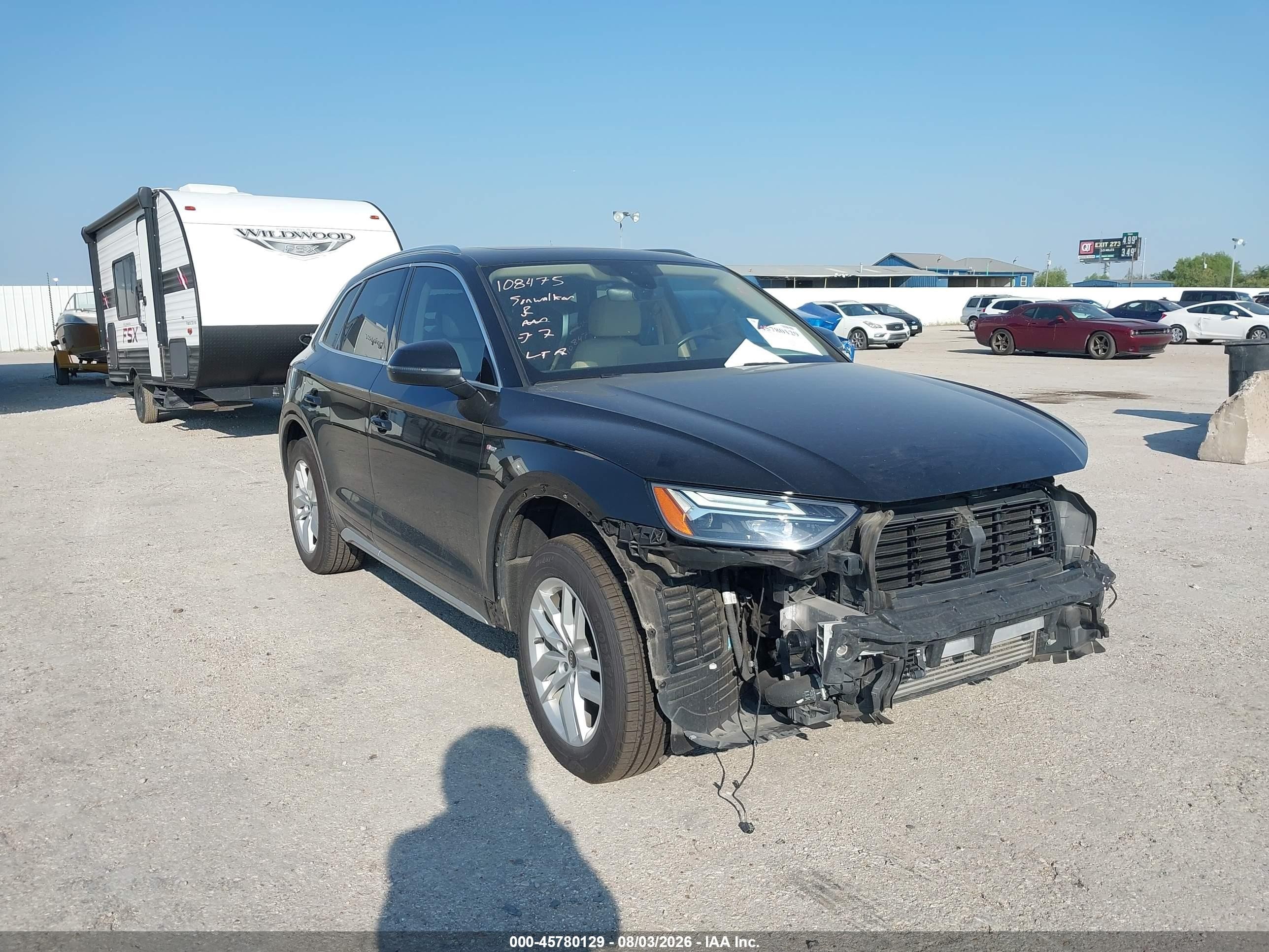 2023 Audi Q5 VIN WA1GAAFY3P2104991 IAAI salvage auction — Unknown, Wait Title, sold $9,800 on 2026-09-20 (photo 1)