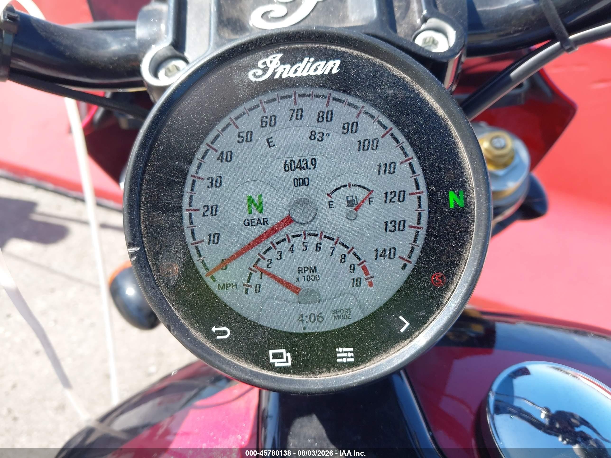 2025 Indian Motorcycle Co. 101 Scout VIN 56KSSE777S3206043 IAAI salvage auction — Front End, Salvage (California), sold $6,800 on 2026-09-24 (photo 7)