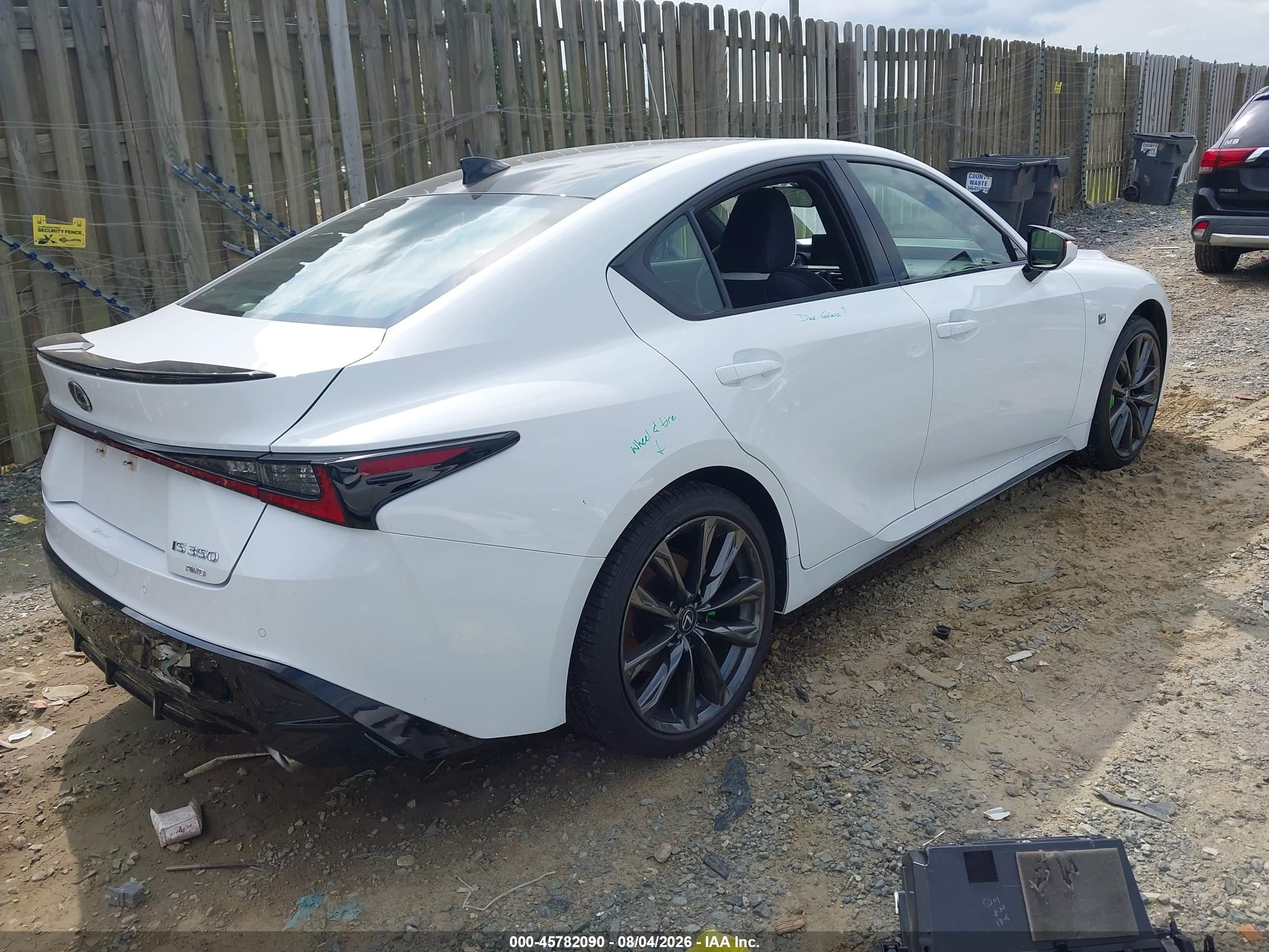 2024 Lexus IS 350 VIN JTHGZ1E22R5037196 IAAI salvage auction — Side, Salvage (Virginia), sold $24,100 on 2026-08-27 (photo 4)