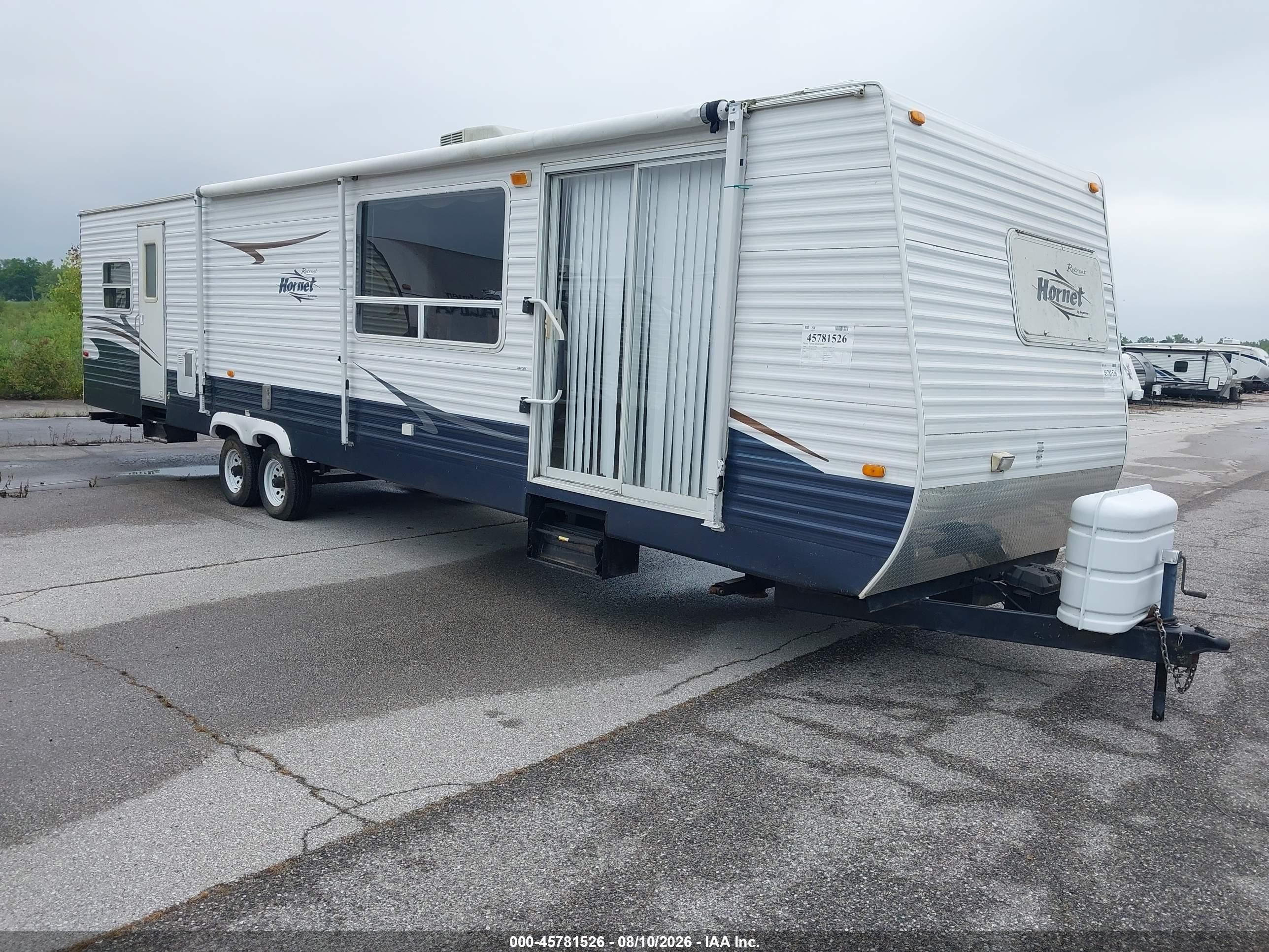 2008 Keystone Hornet VIN 4YDT38F2487201279 IAAI salvage auction — Top/Roof, Salvage (Illinois), sold $2,500 on 2026-09-25 (photo 1)
