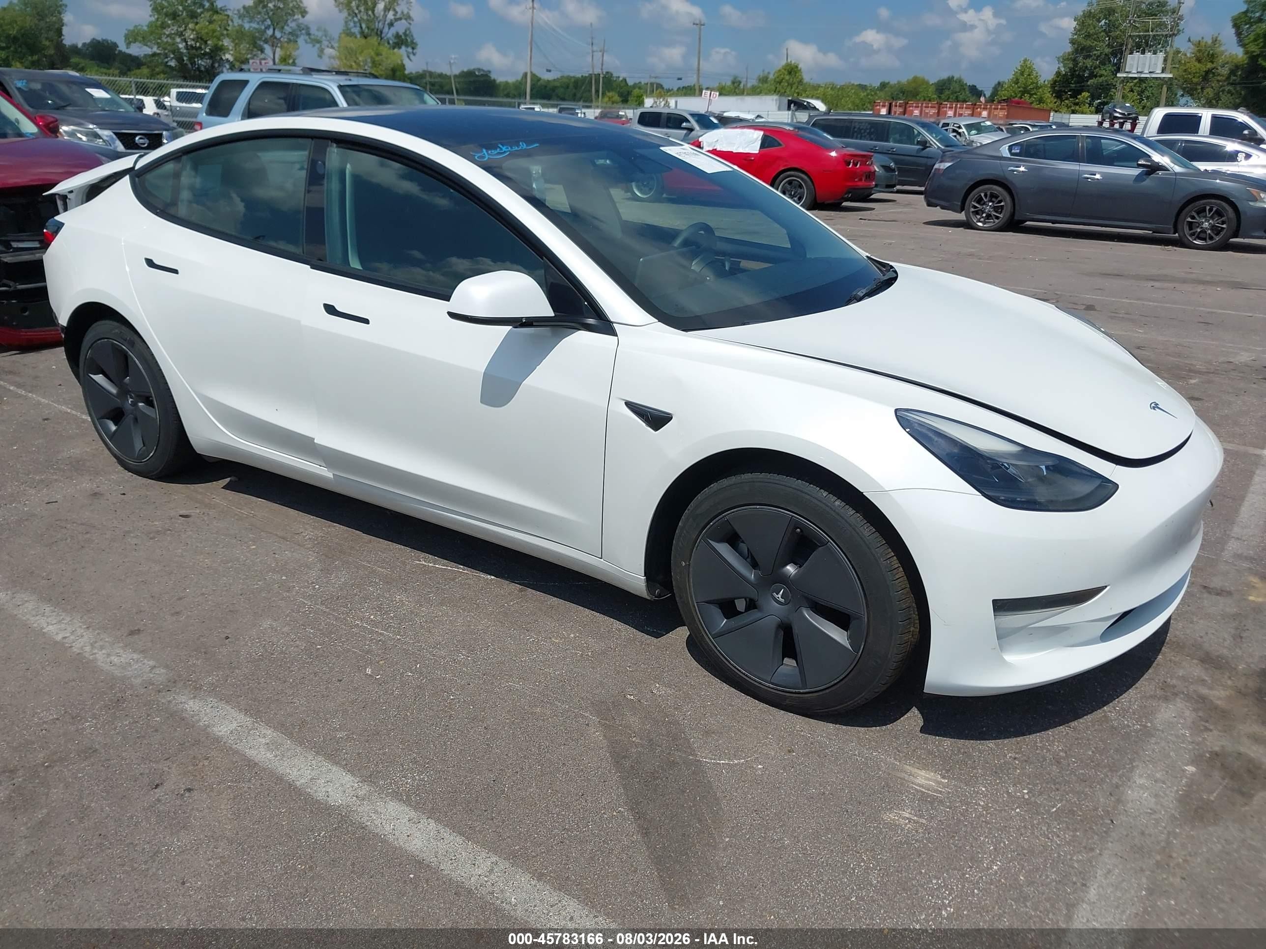2023 Tesla Model 3 VIN 5YJ3E1EA2PF465249 IAAI salvage auction — Rear End, Salvage (Mississippi), sold $7,600 on 2026-09-10 (photo 1)