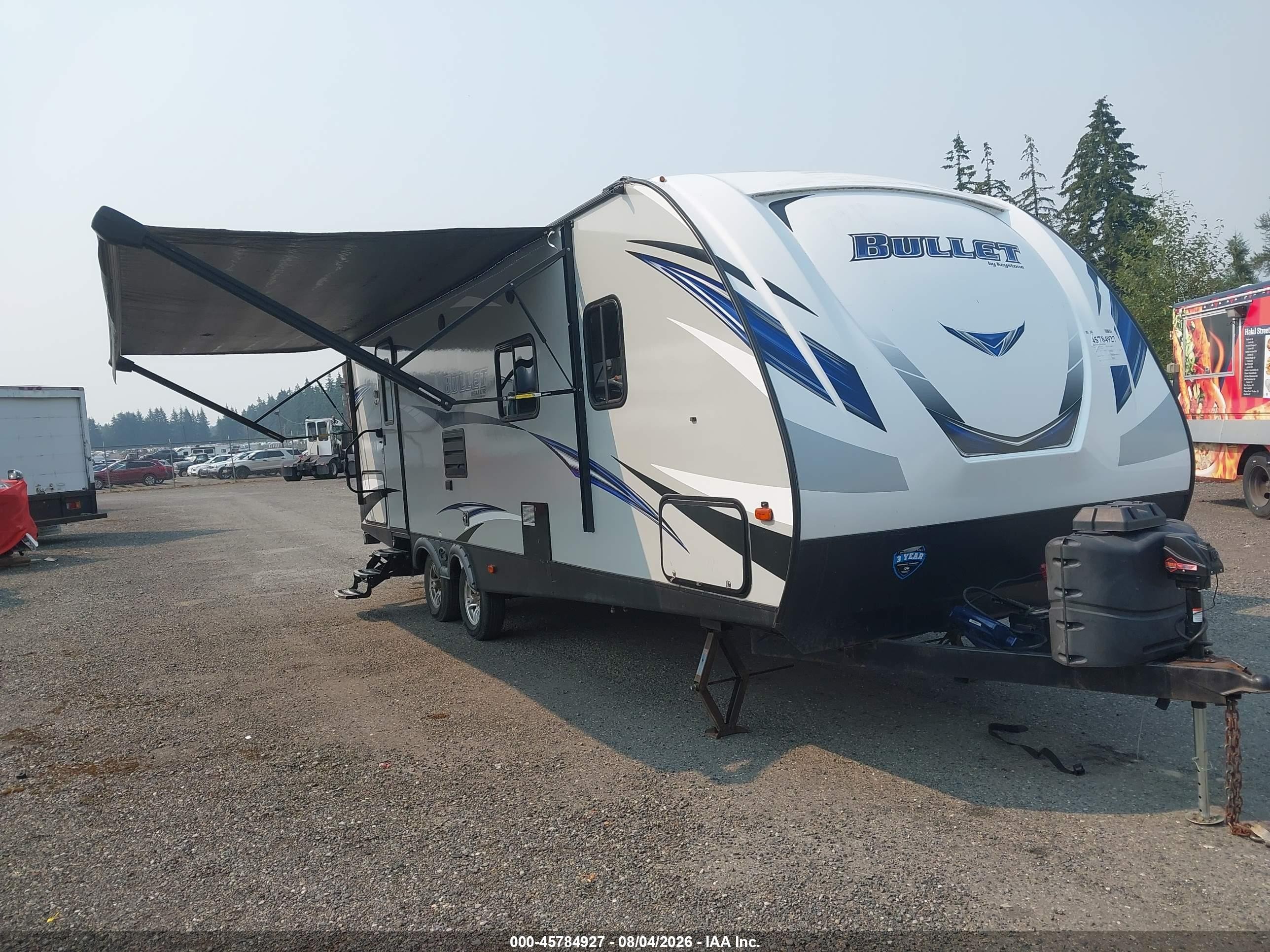 2019 Keystone Bullet VIN 4YDT26129KX432393 IAAI salvage auction — Top/Roof, Bill Of Sale (Washington), sold $5,750 on 2026-09-16 (photo 1)