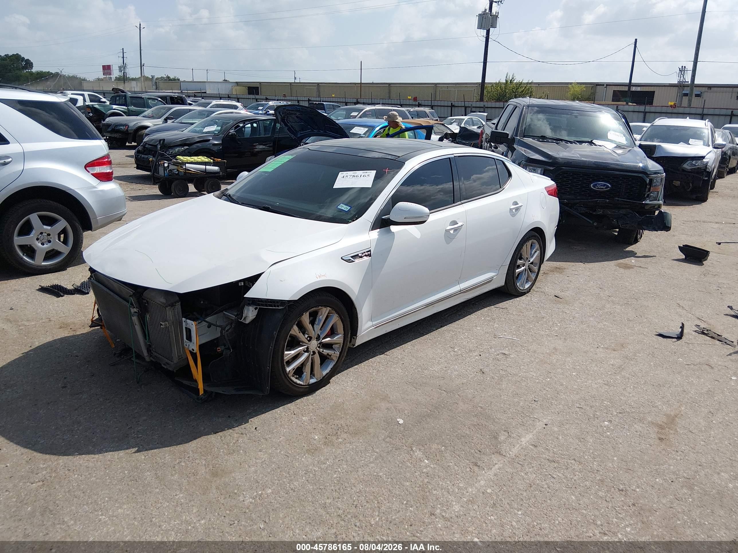 2014 Kia Optima VIN 5XXGR4A67EG290273 IAAI salvage auction — Front End, Original (Texas), sold $650 on 2026-09-09 (photo 2)