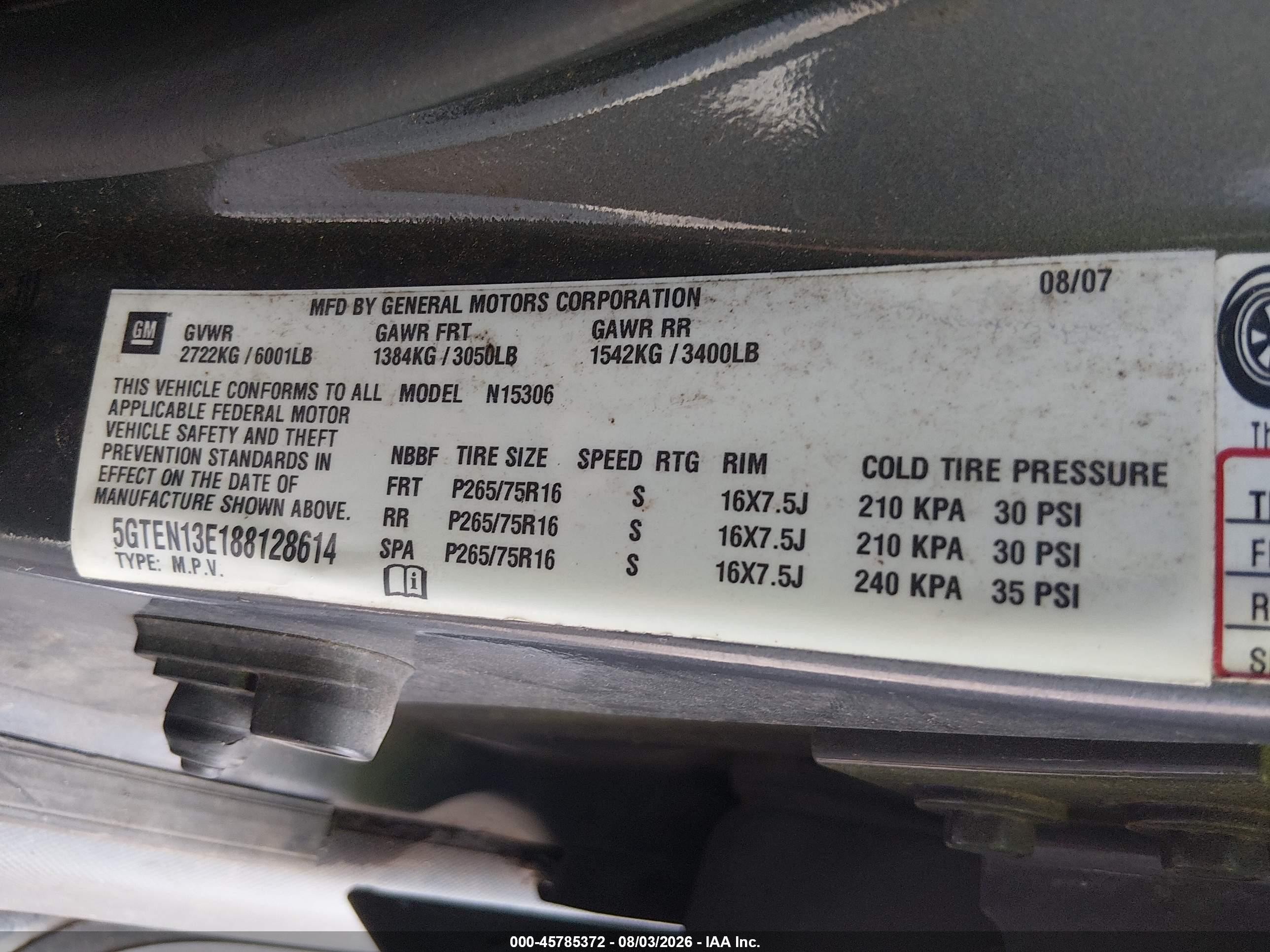 2008 Hummer H3 VIN 5GTEN13E188128614 IAAI salvage auction — Front End, Salvage (South Carolina), sold $425 on 2026-09-08 (photo 9)