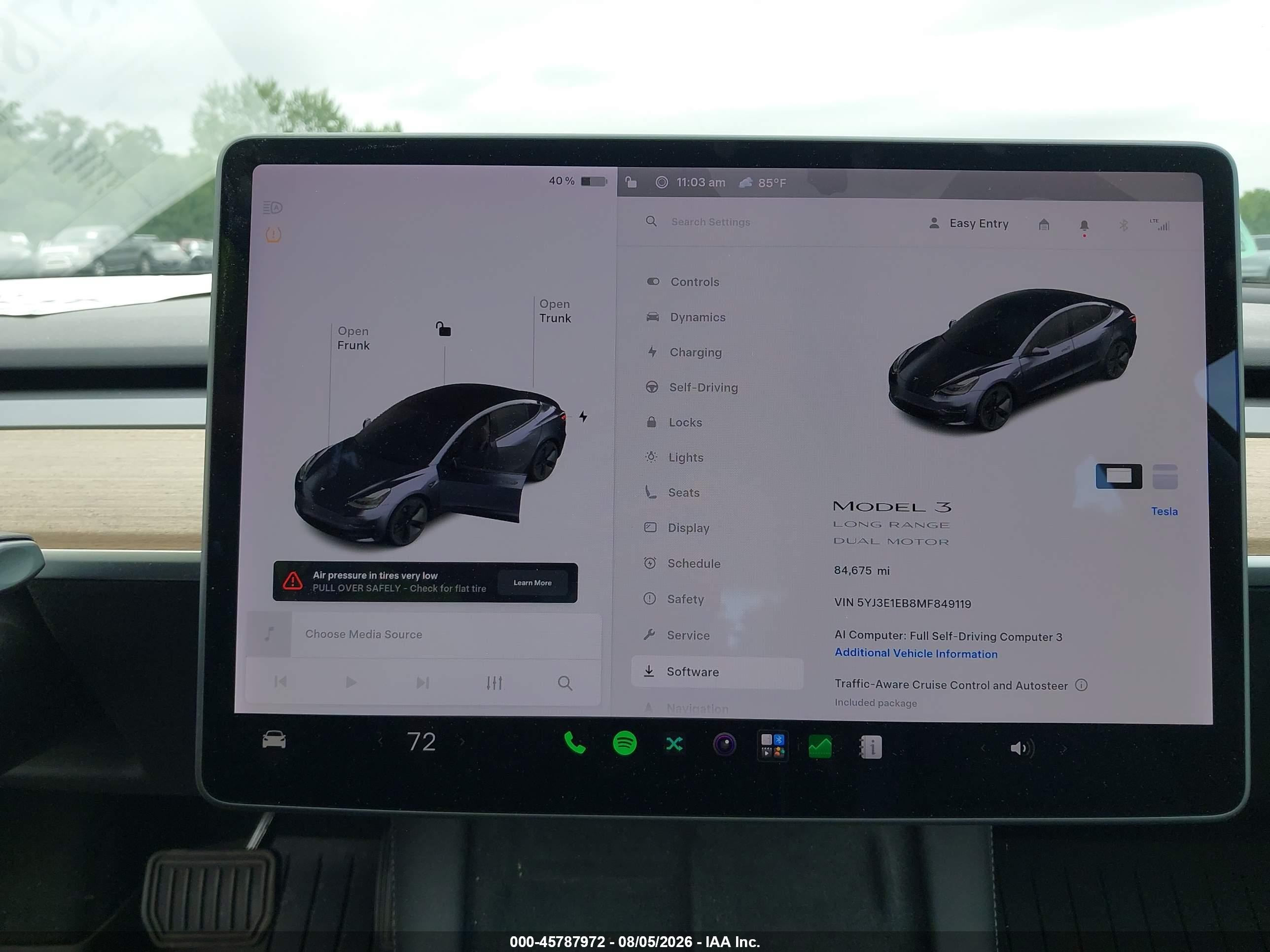 2021 Tesla Model 3 VIN 5YJ3E1EB8MF849119 IAAI salvage auction — Front End, Salvage (Idaho), sold $8,400 on 2026-08-31 (photo 7)