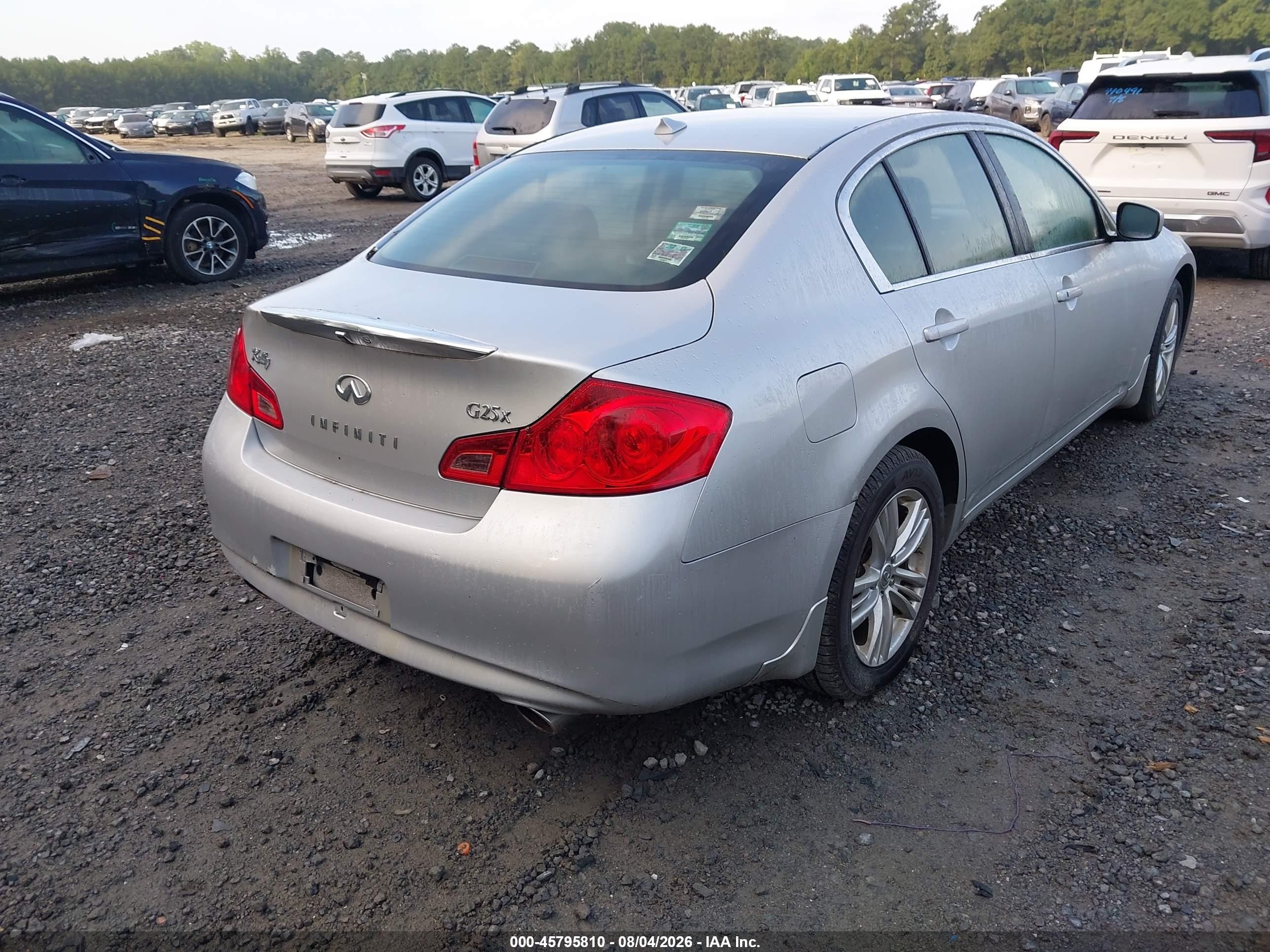 2011 Infiniti G25 VIN JN1DV6AR3BM650829 IAAI salvage auction — Normal Wear, Clear (South Carolina), sold $525 on 2026-09-09 (photo 4)