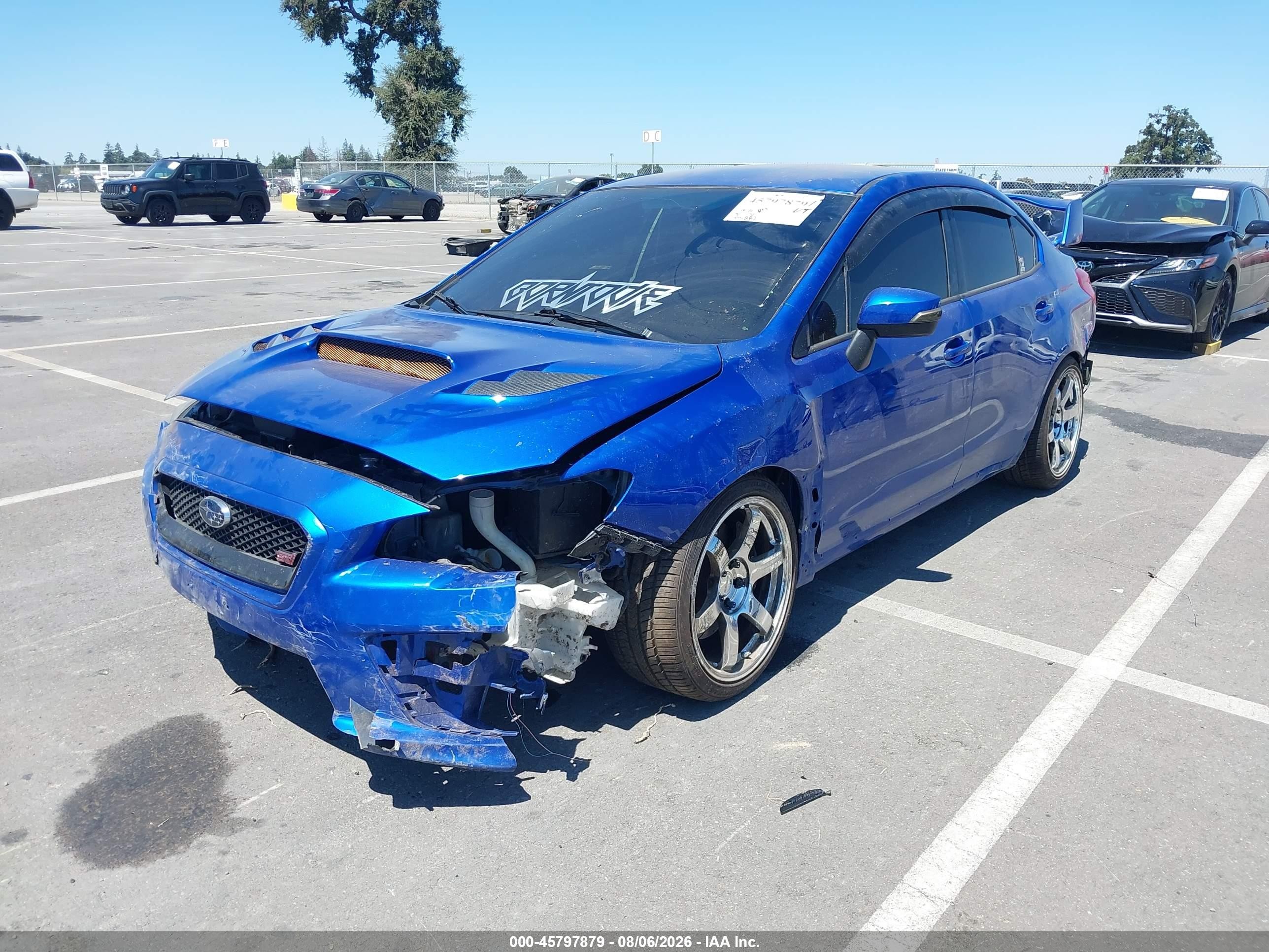 2015 Subaru Wrx sti VIN JF1VA2W61F9802562 IAAI salvage auction — Front & Rear, Salvage (California), sold $2,600 on 2026-09-14 (photo 2)