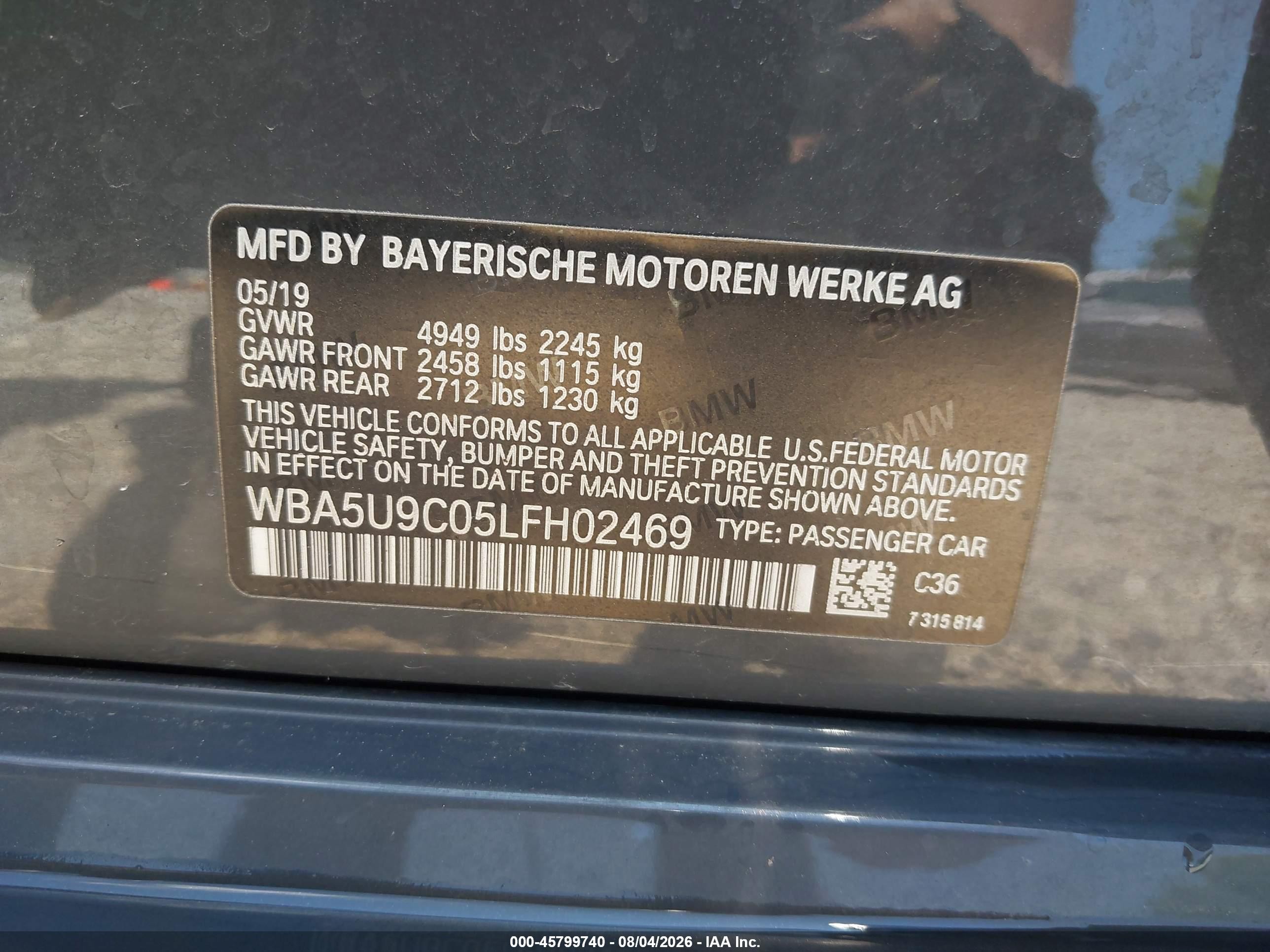 2020 BMW M340i VIN WBA5U9C05LFH02469 IAAI salvage auction — Side, Salvage (Ohio), sold $17,600 on 2026-09-11 (photo 9)