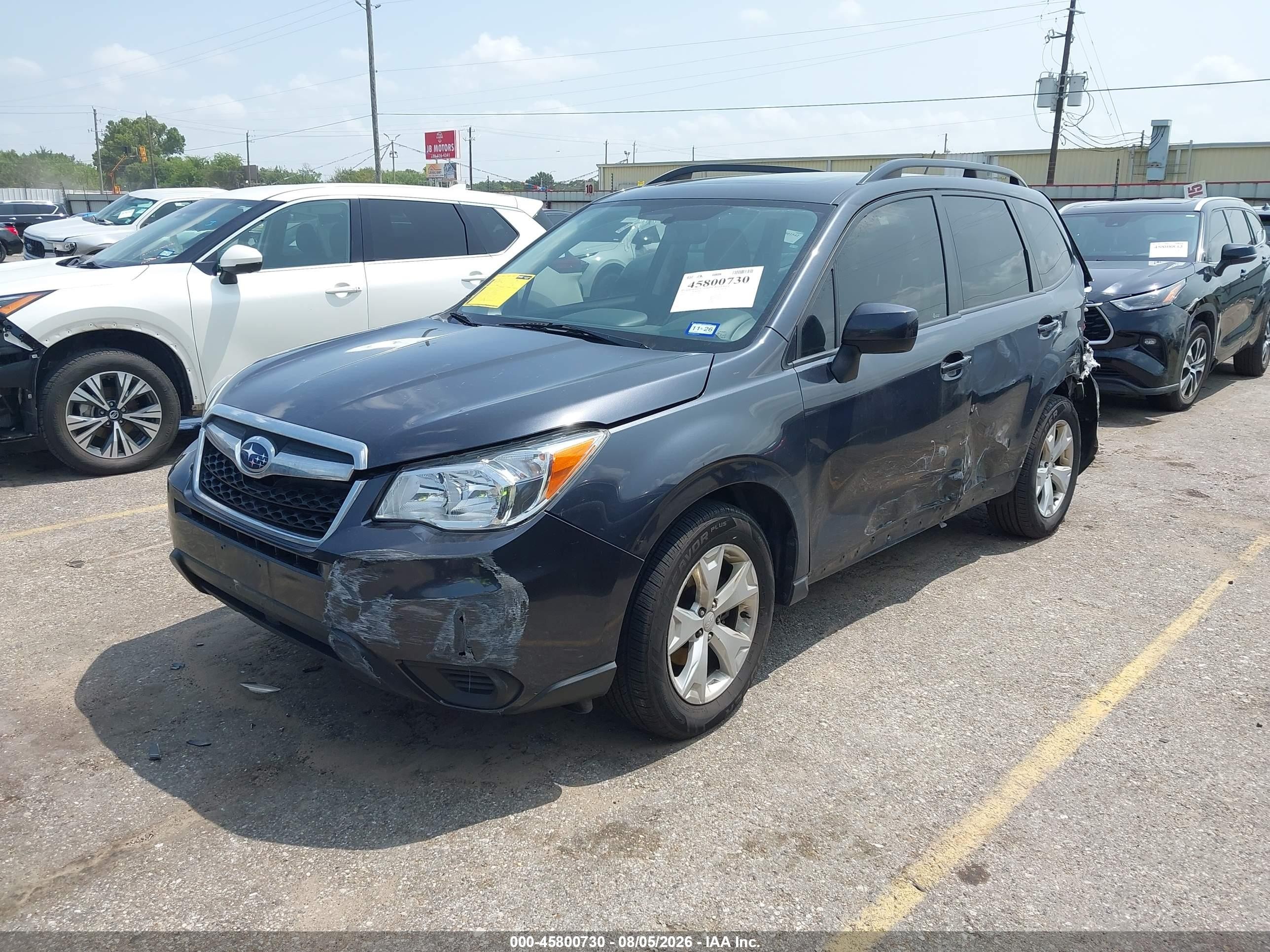 2015 Subaru Forester VIN JF2SJADC6FH595660 IAAI salvage auction — Side, Original (Texas), sold $1,725 on 2026-09-09 (photo 2)