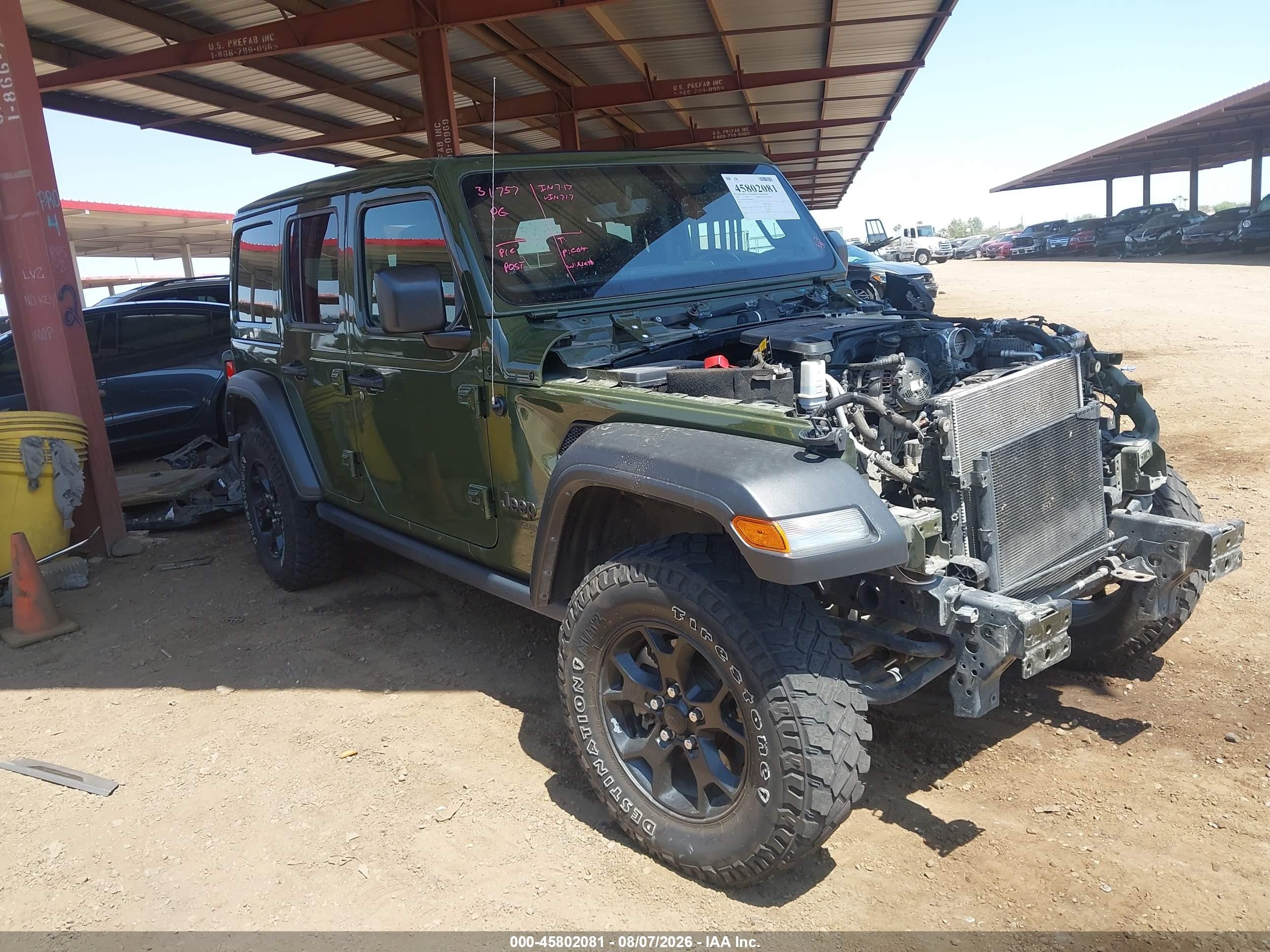 2021 Jeep Wrangler Unlimited VIN 1C4HJXDGXMW688222 — IAAI salvage auction photo